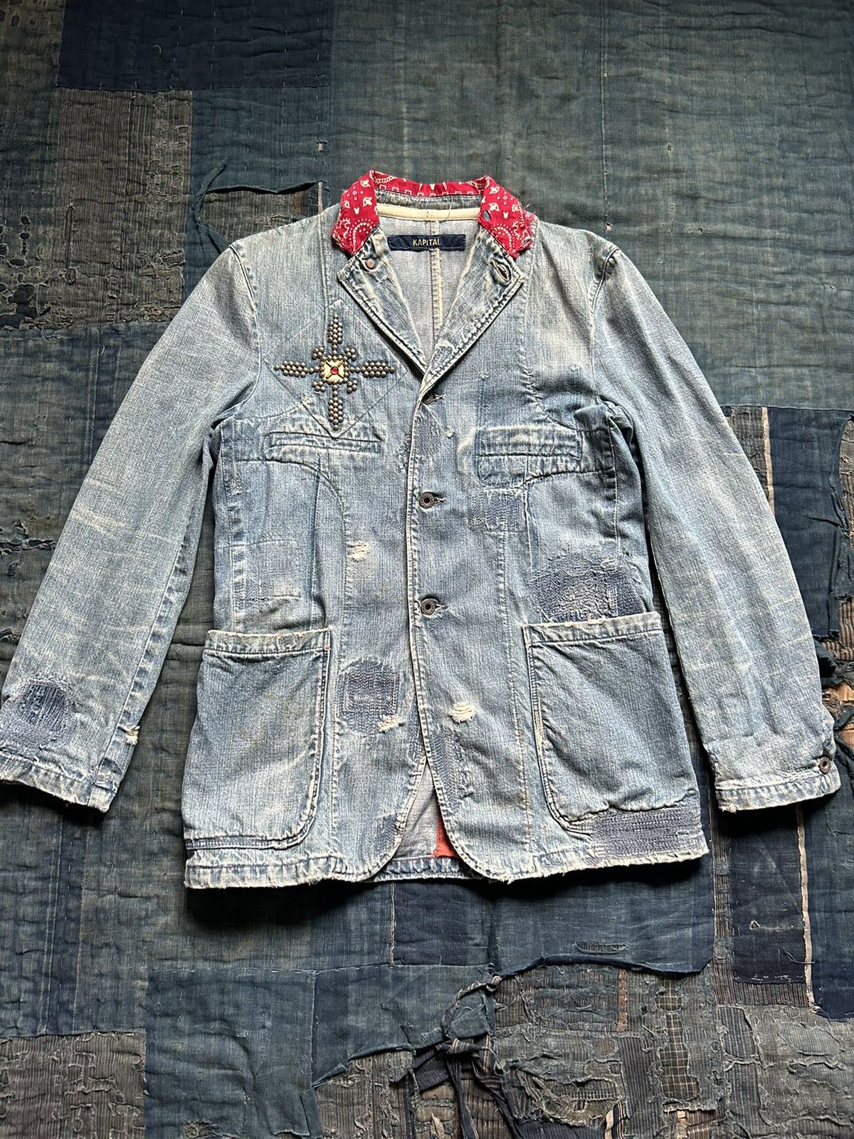 Kapital Kapital denim damaged Studs coverall jacket | Grailed