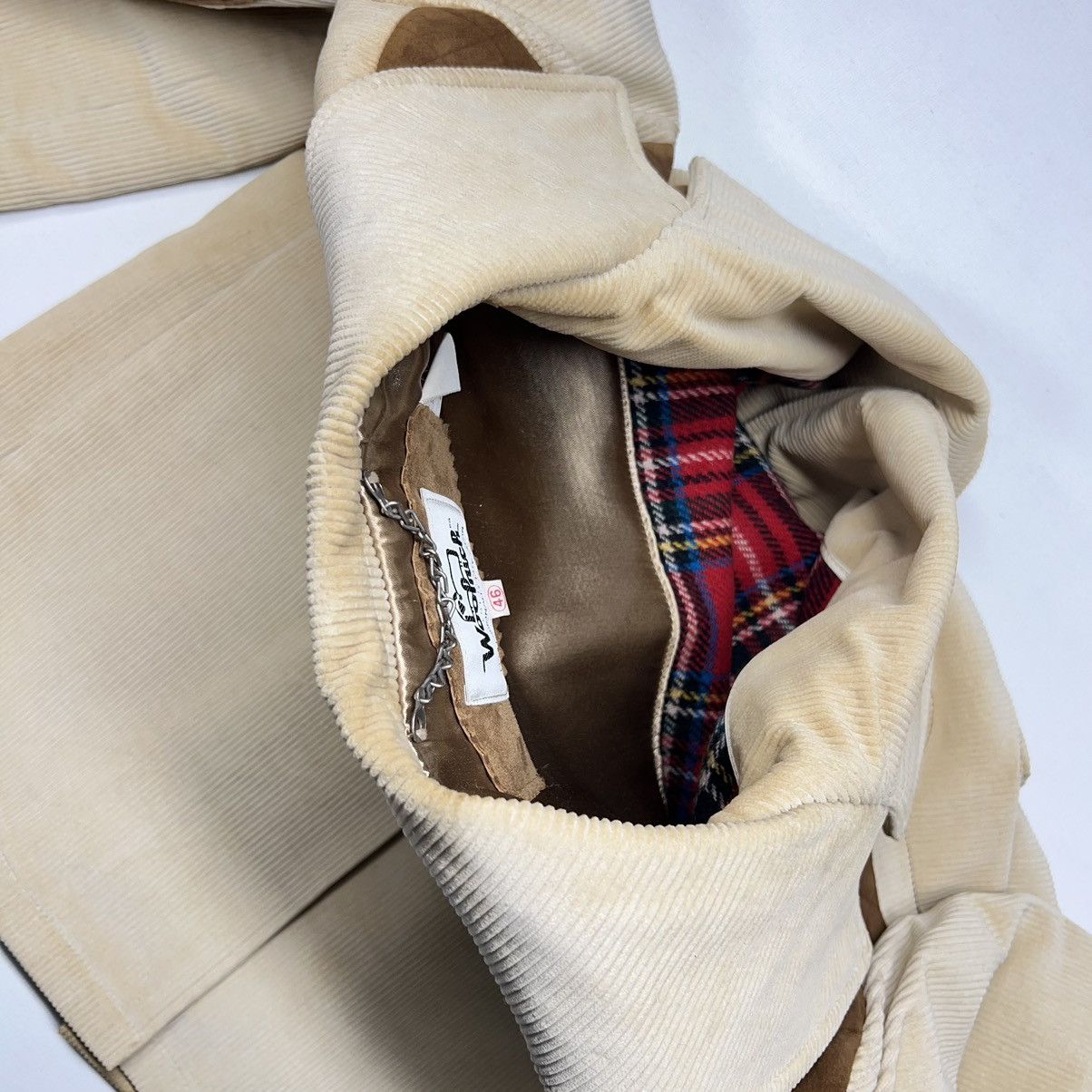 Vintage × Woolrich Woolen Mills VTG Woolrich Jacket Coat Corduroy Wool Lined Plaid Beige Size US S / EU 44-46 / 1 - 19 Thumbnail