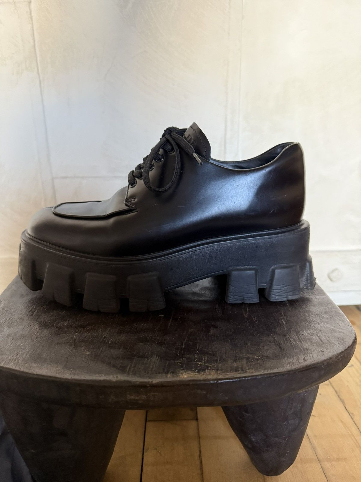 Prada Prada Monolith Brushed Leather Lace-up shoes Size US 7.5 / IT 37.5 - 4 Thumbnail