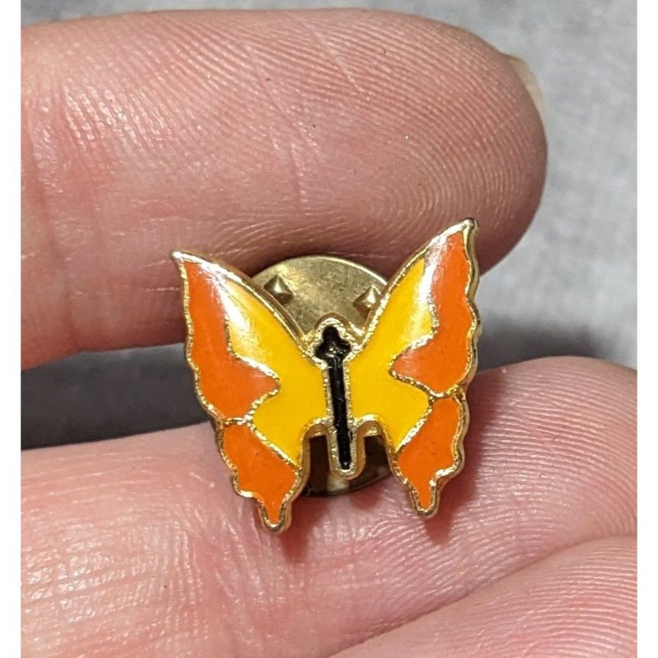Other Vintage Minimalist Orange And Yellow Butterfly Lapel Pin Size ONE SIZE - 1 Thumbnail