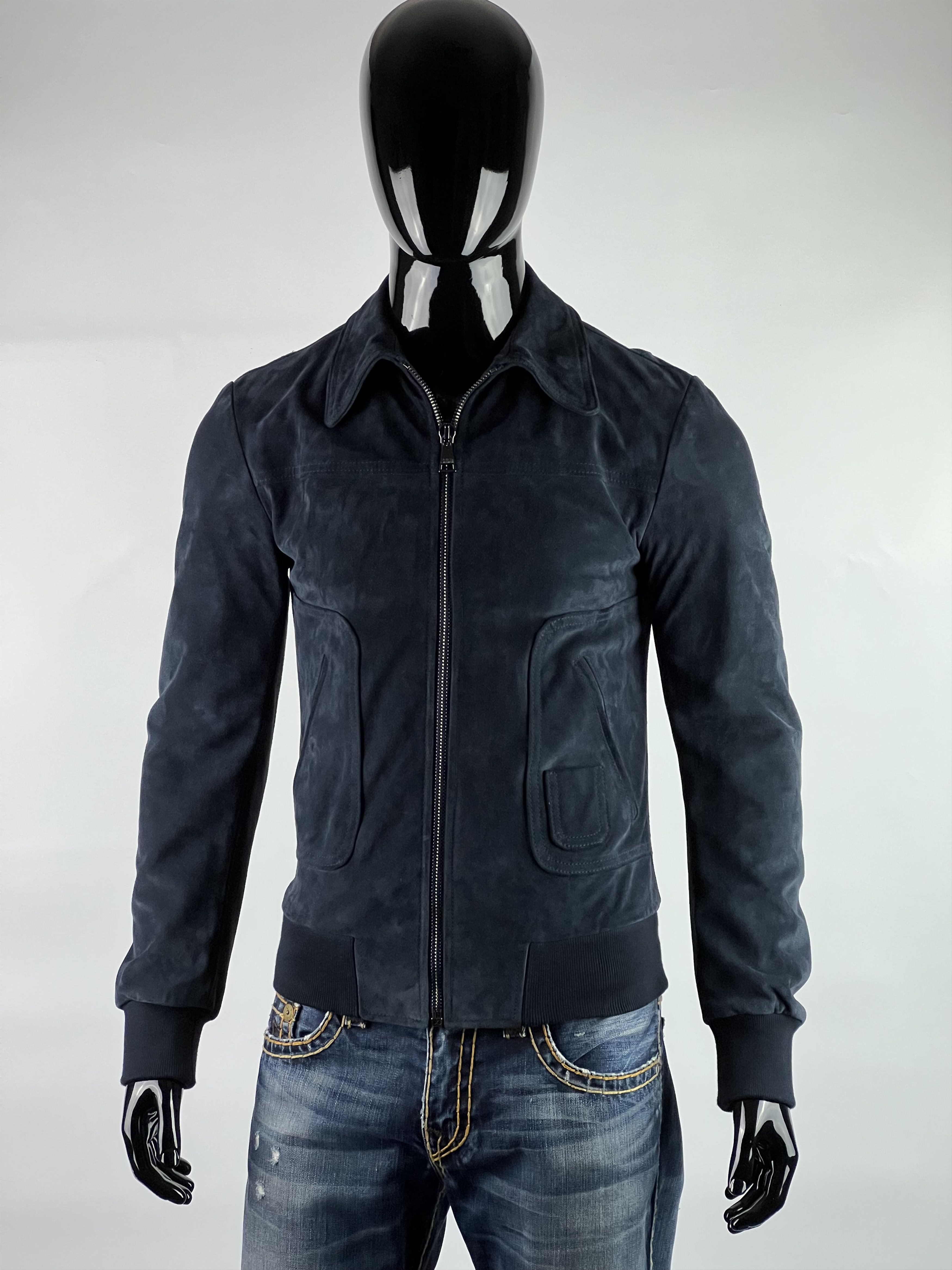 Dolce & Gabbana Dolce Gabbana Men’s Suede Jacket Calfskin Blue Size IT46(S) Size US S / EU 44-46 / 1 - 1 Thumbnail