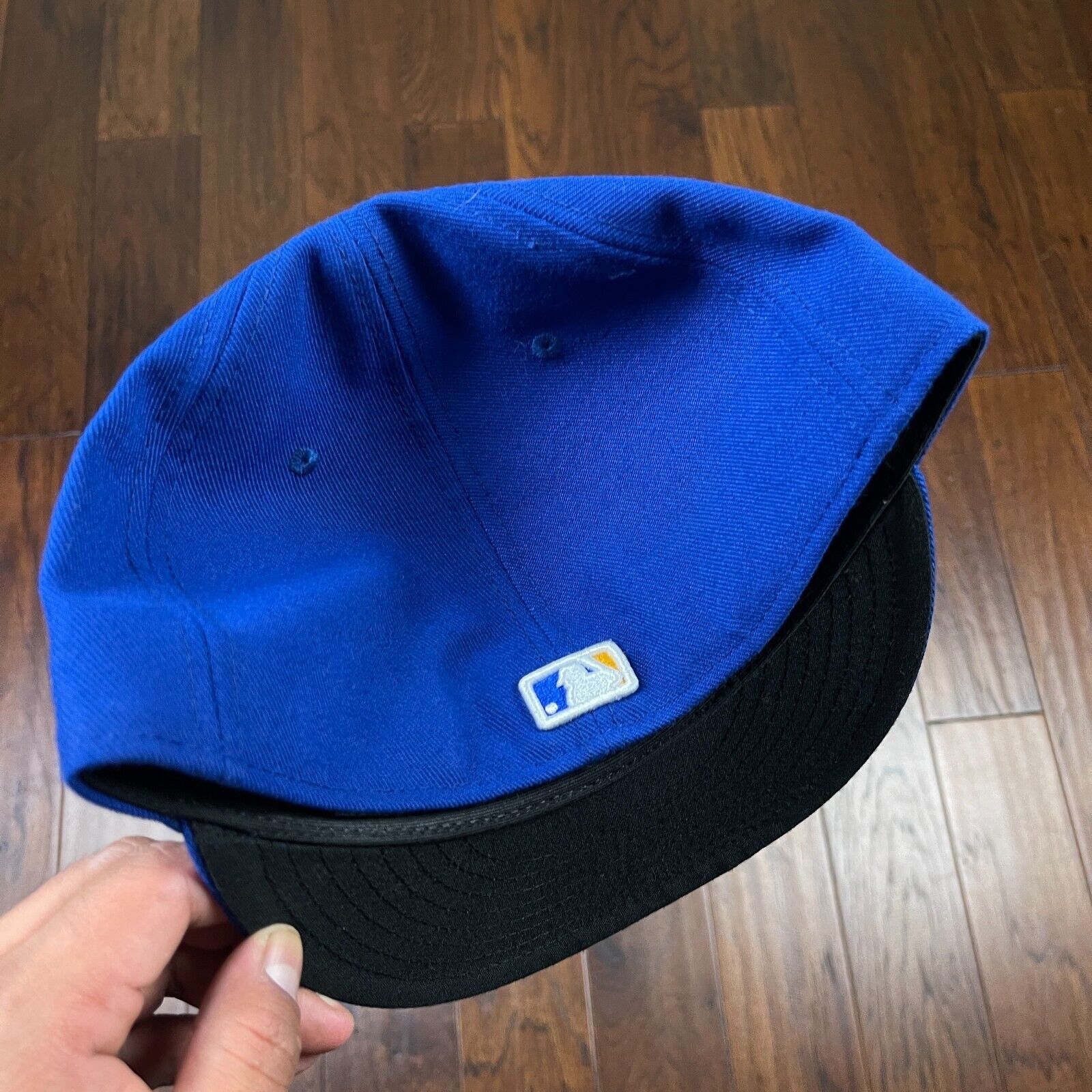New Era Milwaukee Brewers Blue Yellow New Era Fitted Hat size 7 3/8 Size ONE SIZE - 4 Thumbnail