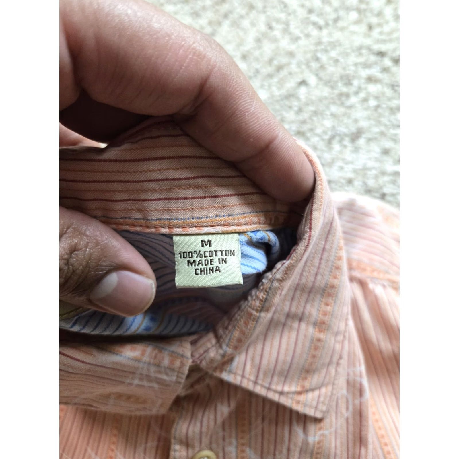 Tommy Bahama Tommy Bahama Shirt Medium Orange Striped Floral Long Sleeve Cotton Button Up Shirt Mens Size US M / EU 48-50 / 2 - 5 Thumbnail