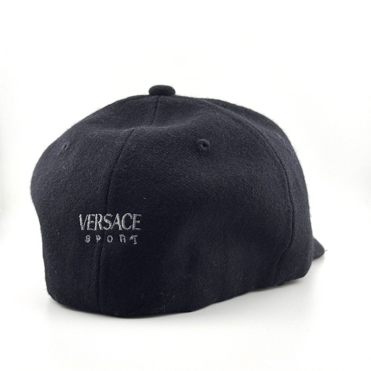 Versace Vtg 90s Versace Sport Medusa Logo Wool Fitted Black Cap Size ONE SIZE - 4 Thumbnail