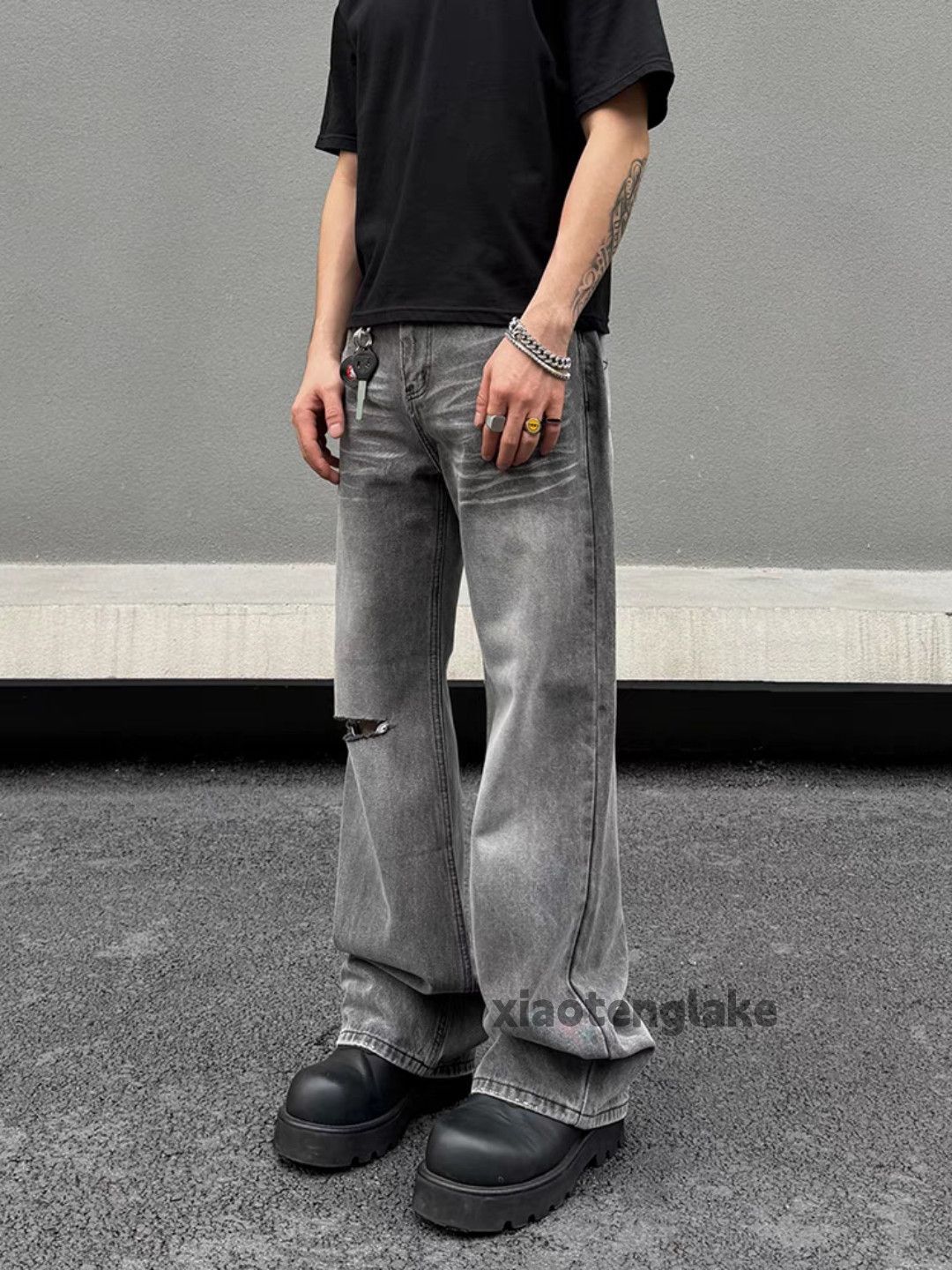 Jean × Vintage washed faded cleanfit skate punk grunge ripped jeans Size US 32 / EU 48 - 1 Thumbnail