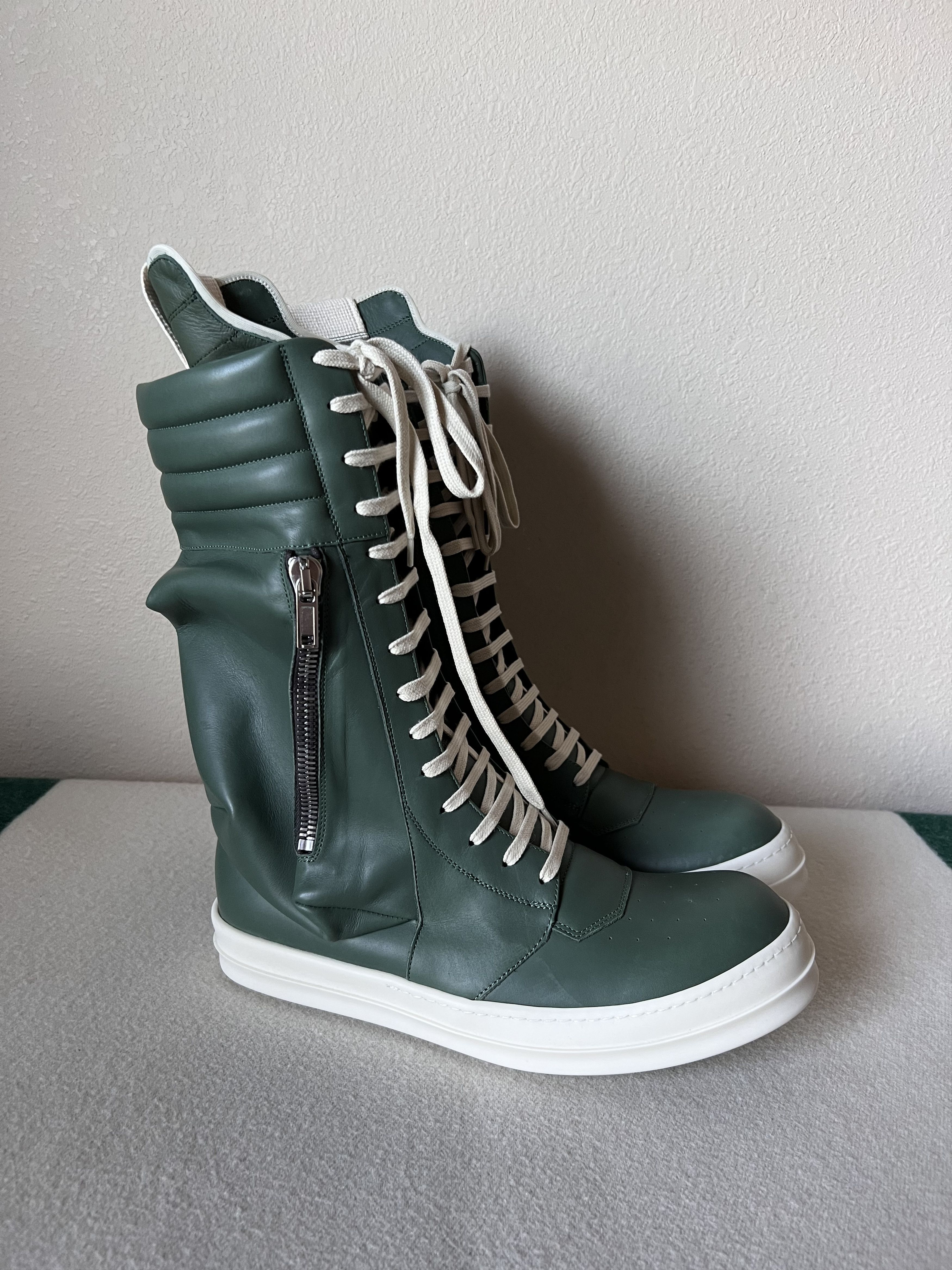 image of Rick Owens Cargobasket Sneakers In Teal Milk, Men's (Size 11)