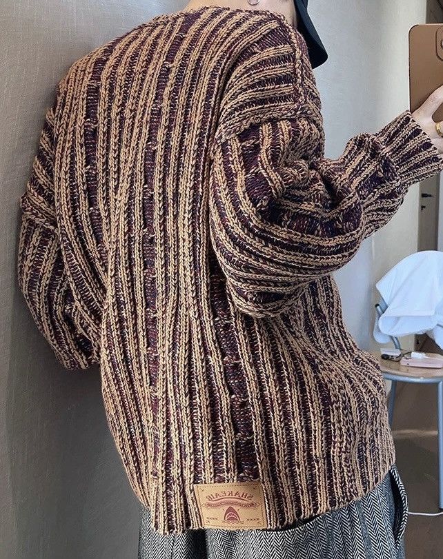 Japanese Brand × Vintage Reversible retro y2k cable knit sweater knitwear jumper Size US L / EU 52-54 / 3 - 3 Thumbnail