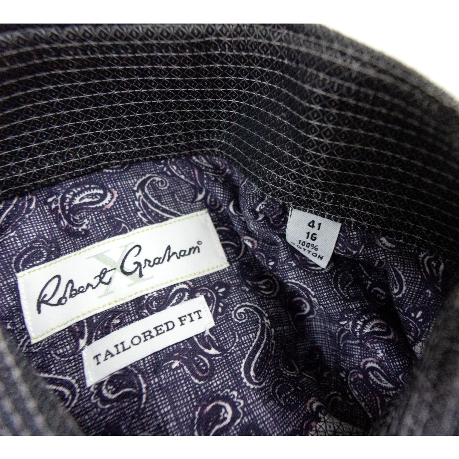 Robert Graham Robert Graham X Shirt Mens 41 / 16 Black Button-Up Tailored Fit Paisley Adult Regular Size 41 Black All Seasons Mens Shirt Size US L / EU 52-54 / 3 - 7 Thumbnail