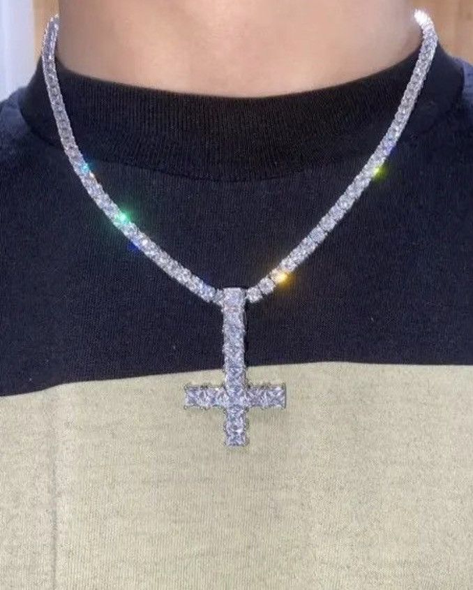 VIBE 45 Cm Upside-down cross , shut 'em up necklace Size ONE SIZE - 1 Thumbnail