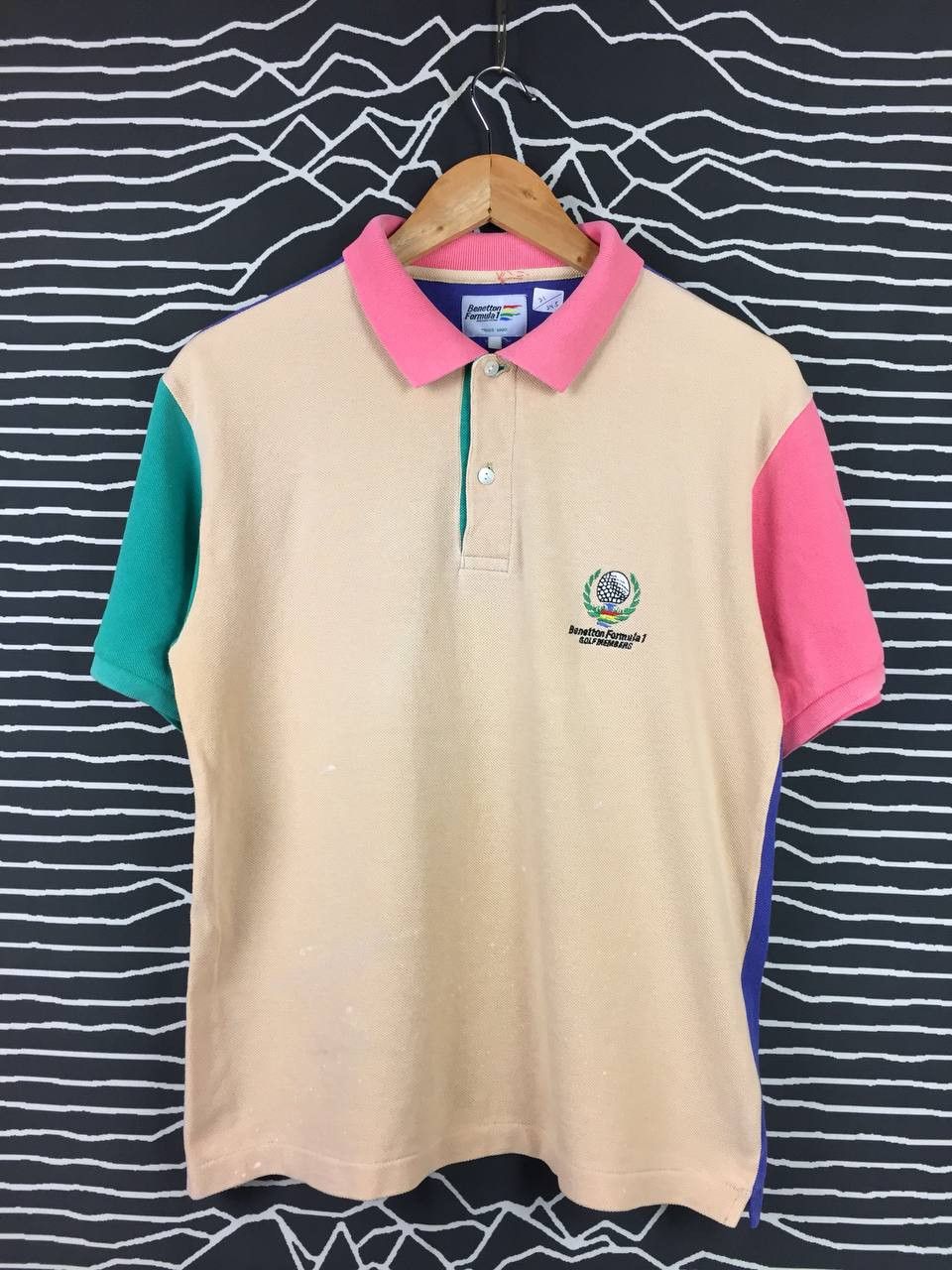 Benetton Vtg Benetton Formula 1 Golf Members Color Block Polo Tee Size US L / EU 52-54 / 3 - 2 Thumbnail