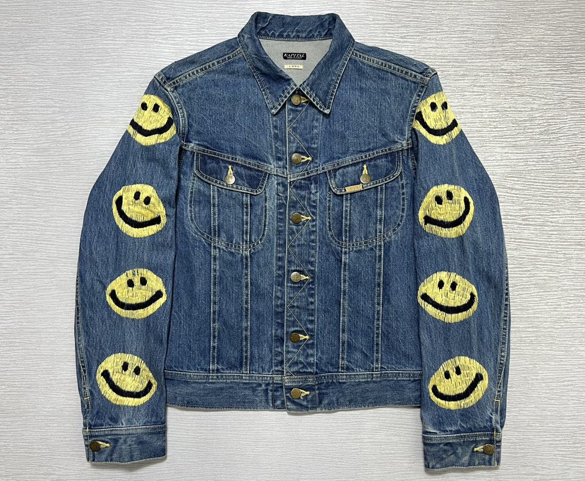 Kapital Kapital 14oz Westerner Long Washed Smiley Denim Jacket Size US XXS / EU 40 - 1 Thumbnail