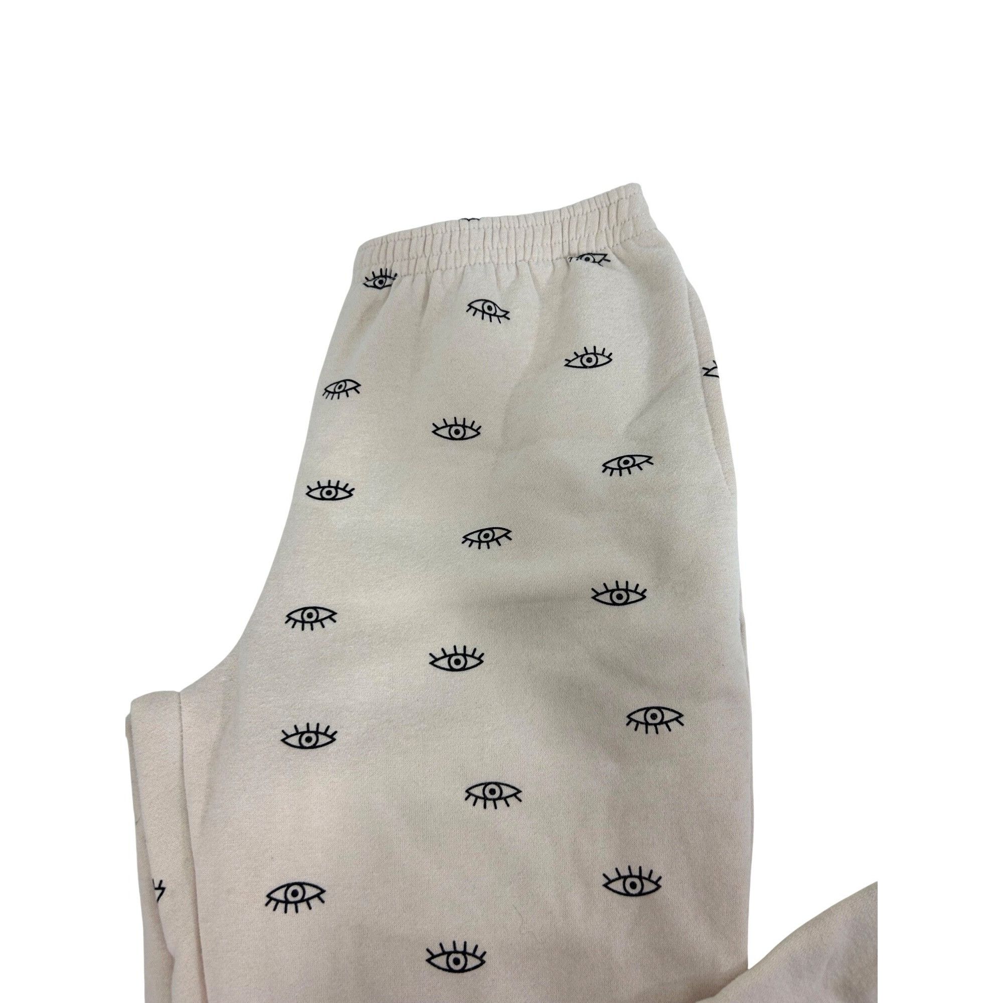 Other Adika Women’s Cream Sweatpants L Graphic Eye Pattern Joggers Size 33" - 15 Thumbnail