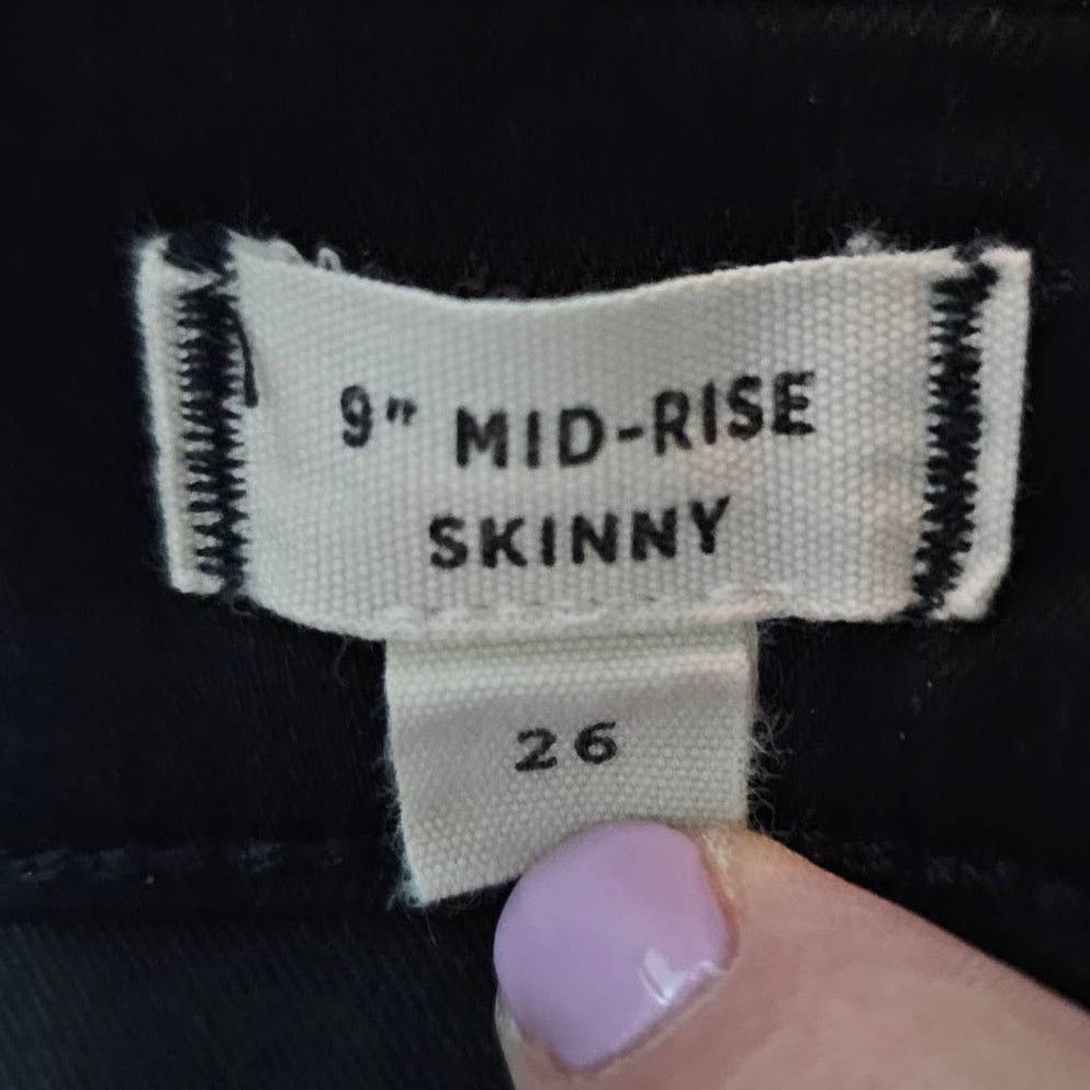 Madewell Madewell Mid-Rise Skinny Black Jeans Velvet Side Stripes 26 Size 26" / US 2 / IT 38 - 8 Thumbnail
