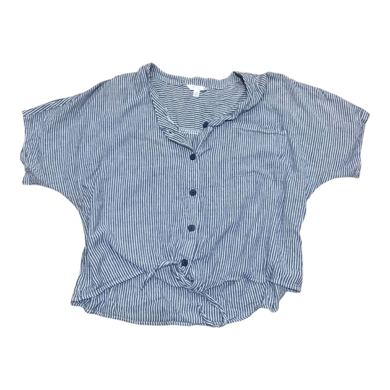 Other Off Shoulder Striped Tie Front Top Blue White Loose Top XL Size XL / US 12-14 / IT 48-50 - 3 Thumbnail