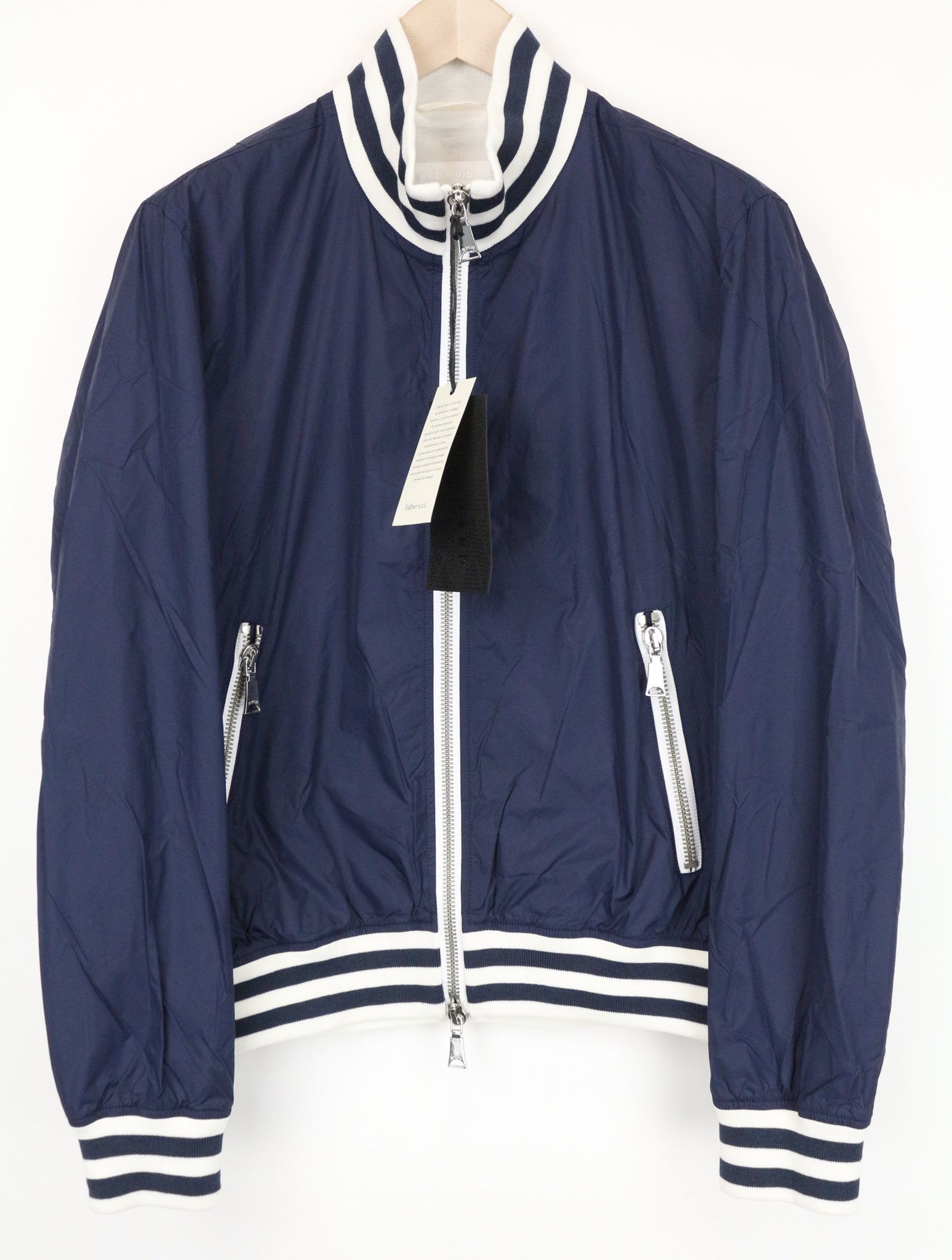 John Richmond 50 Blue White Zipped Lightweight Jacket 74294 Size US M / EU 48-50 / 2 - 1 Thumbnail