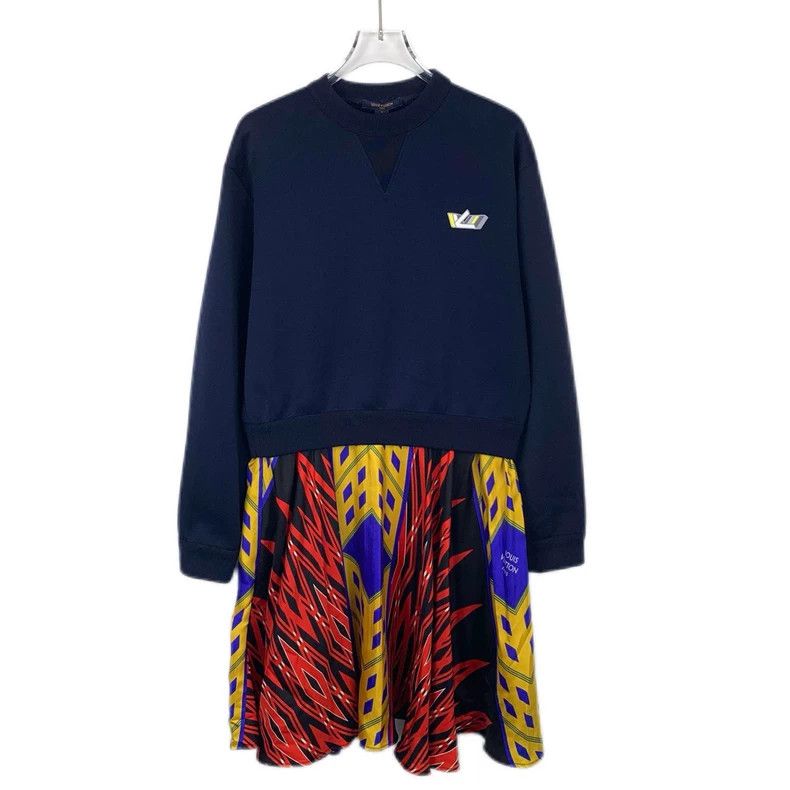 Louis Vuitton Louis Vuitton Blue cotton hoodie patchwork dress with embr Size S / US 4 / IT 40 - 1 Thumbnail