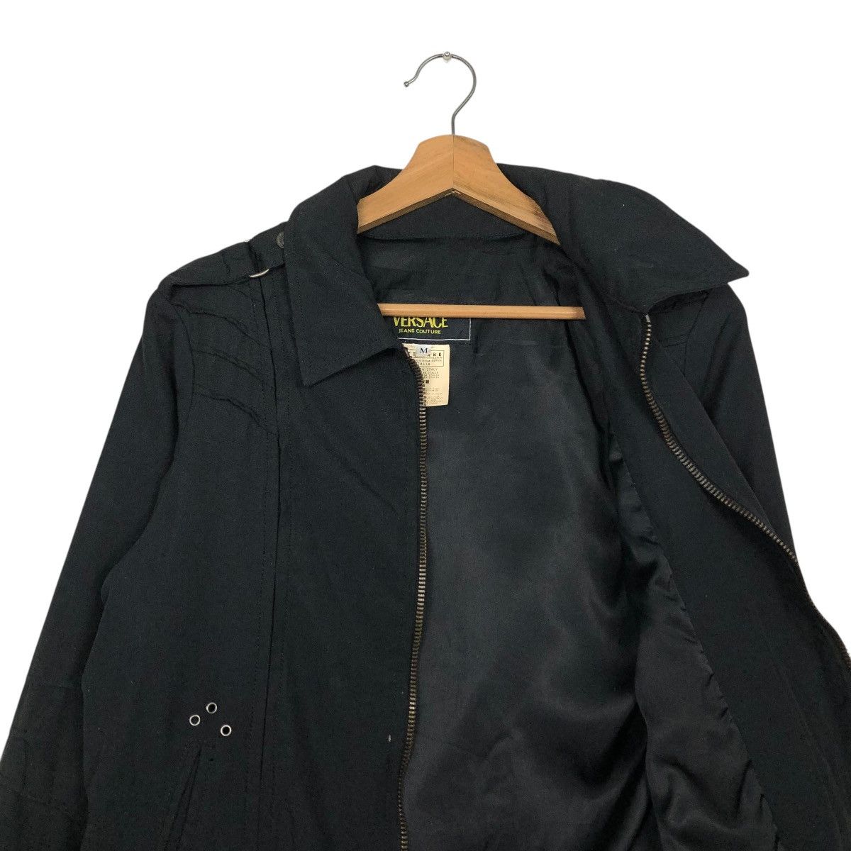 Versace Jeans Couture 🔥RICH BLACK CROPPED BIKER JACKET BONDAGE DESIGN VERSACE Size US M / EU 48-50 / 2 - 15 Thumbnail