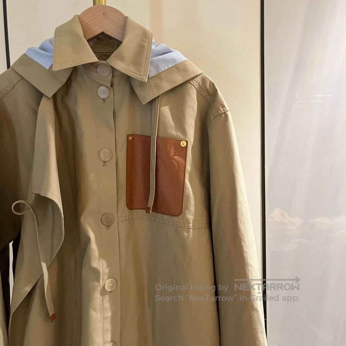 Loewe beige and blue striped hooded casual coat. Size US S / EU 44-46 / 1 - 2 Thumbnail