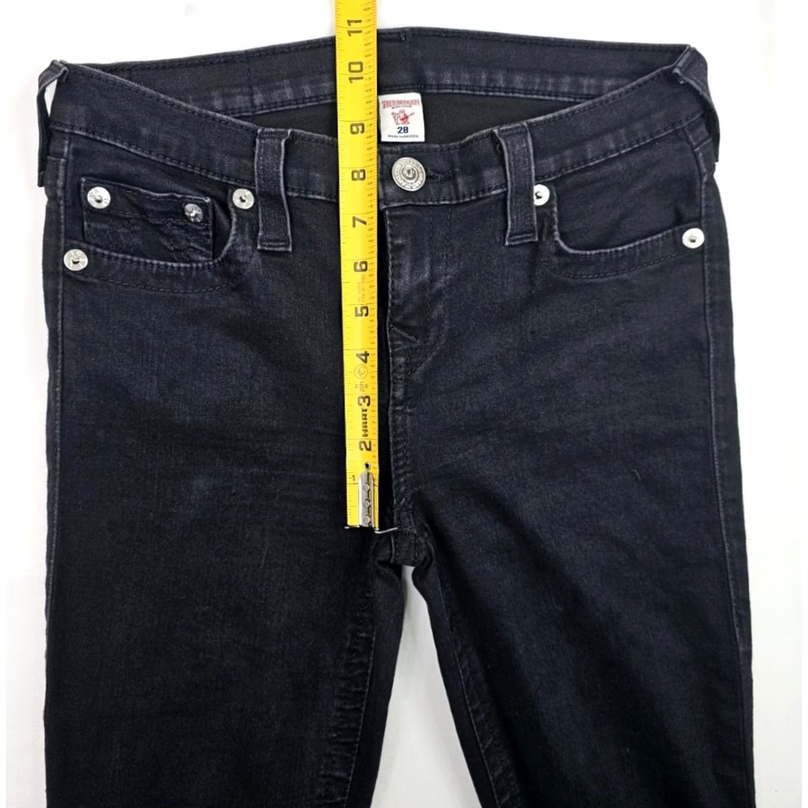 True Religion VINTAGE True Religion Halle Jeans Women 28 Black Embellished Back Pockets 5-Pocket Denim Skinny 28x29 Womens Size 28" / US 6 / IT 42 - 4 Thumbnail