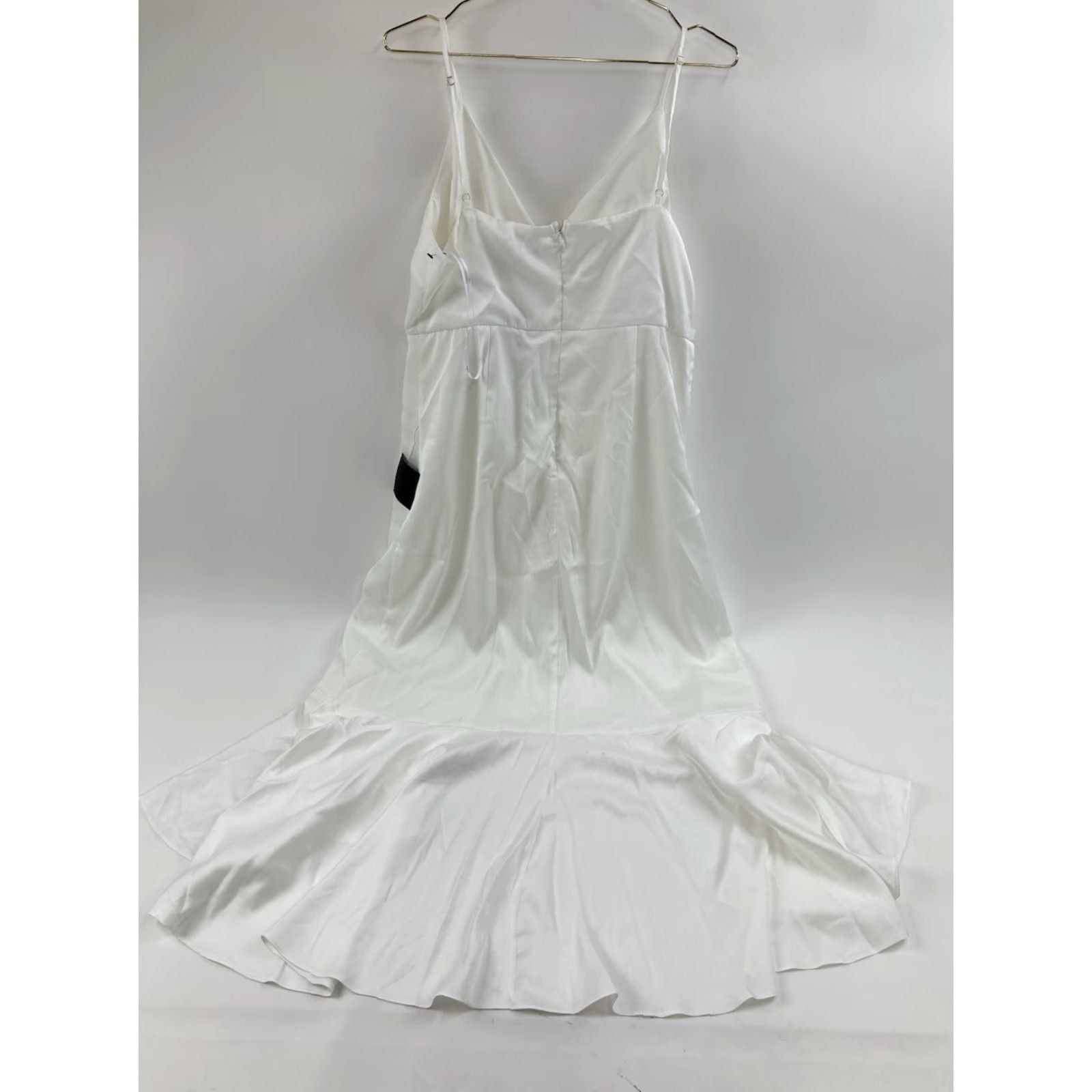 Lulus NWT Lulus Dress Women's XL White Satin Ruffle High Low Enchanted Moments V-Neck Sleeveless Midi Wedding Maxi Party/Cocktail Formal Size XL / US 12-14 / IT 48-50 - 2 Thumbnail