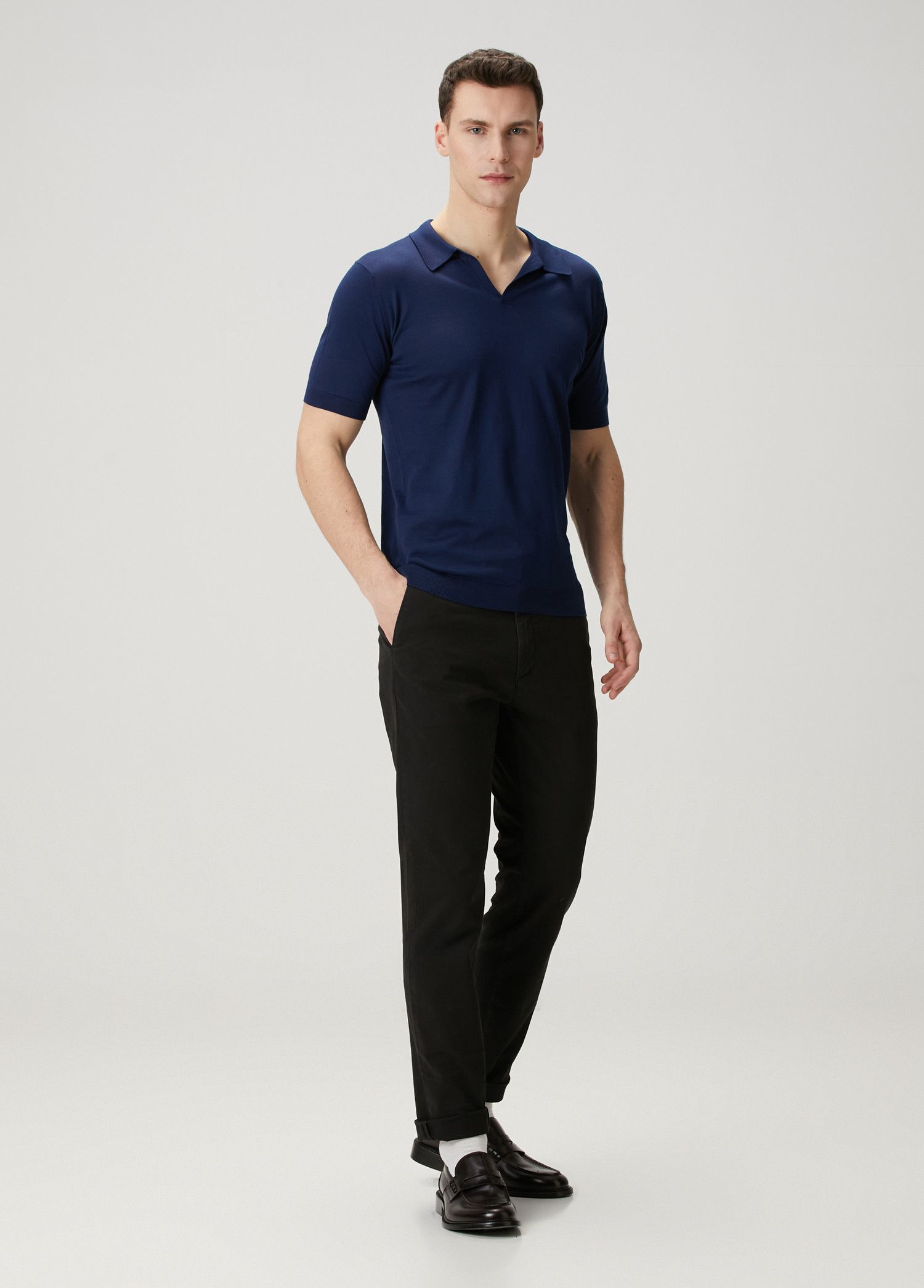 John Smedley JOHN SMEDLEY Noah navy blue knit cotton polo shirt Large q Size US L / EU 52-54 / 3 - 2 Thumbnail
