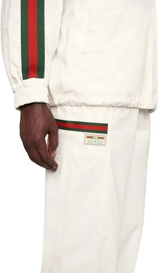 Gucci oc11z1025 Cotton Canvas Pant With Gucci Label in White Size US 28 / EU 44 - 5 Thumbnail