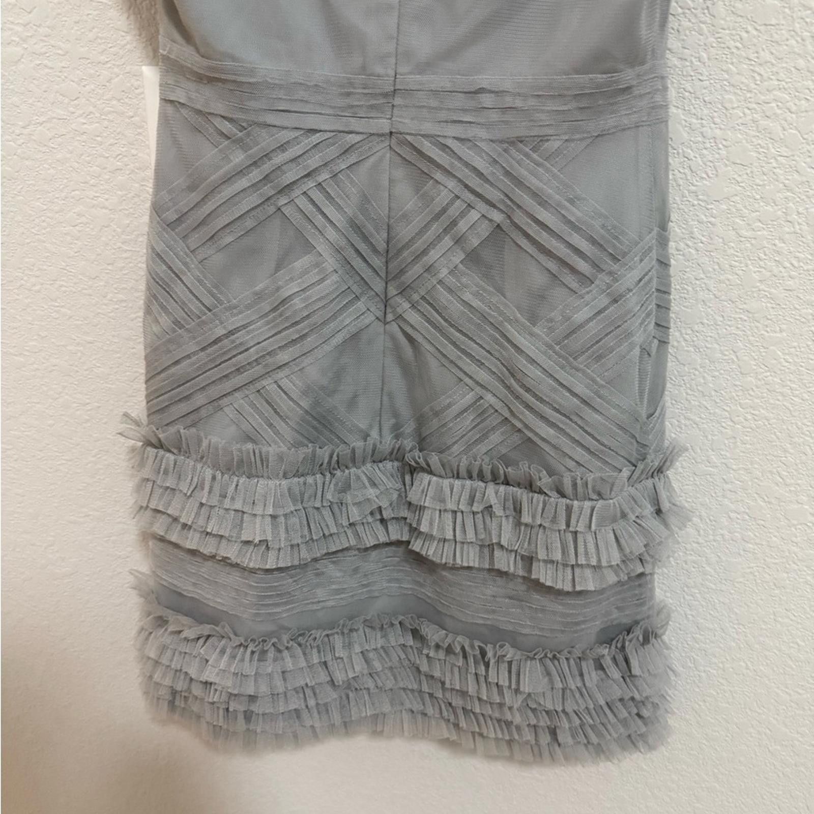 Bcbgmaxazria BCBGMaxAzria Annie Pearl Gray Lace Tulle Ruffle Mini Dress 0 Size XS / US 0-2 / IT 36-38 - 11 Thumbnail