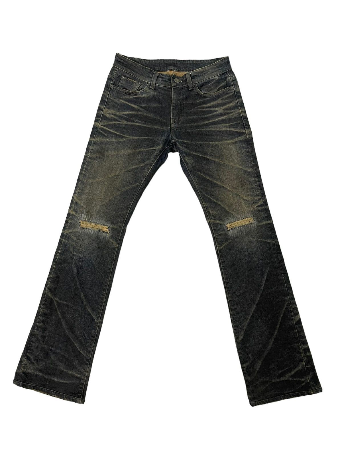 Japanese Brand Flare Jeans Slim AVH Distress Stretch Boot Cut 6🟦4 Size US 30 / EU 46 - 2 Thumbnail