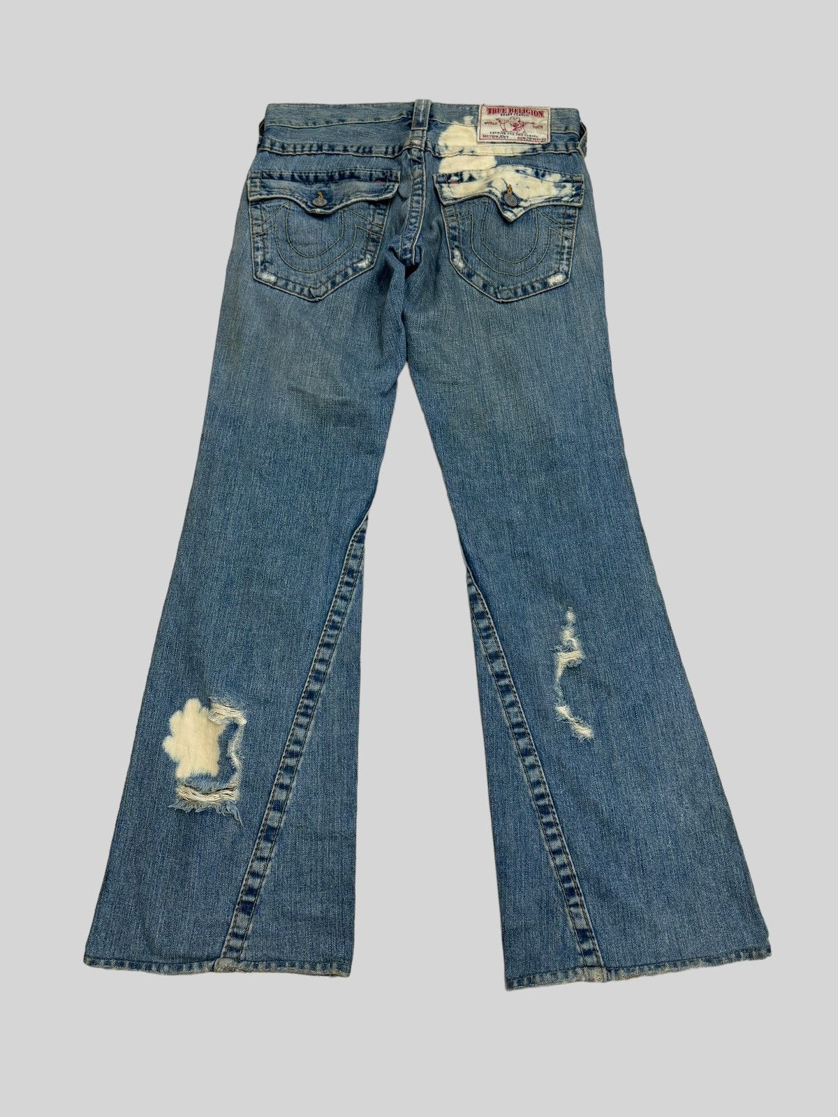 True Religion Vintage Flared TRUE RELIGION Distressed Acid Wash Denim Size US 31 - 2 Thumbnail
