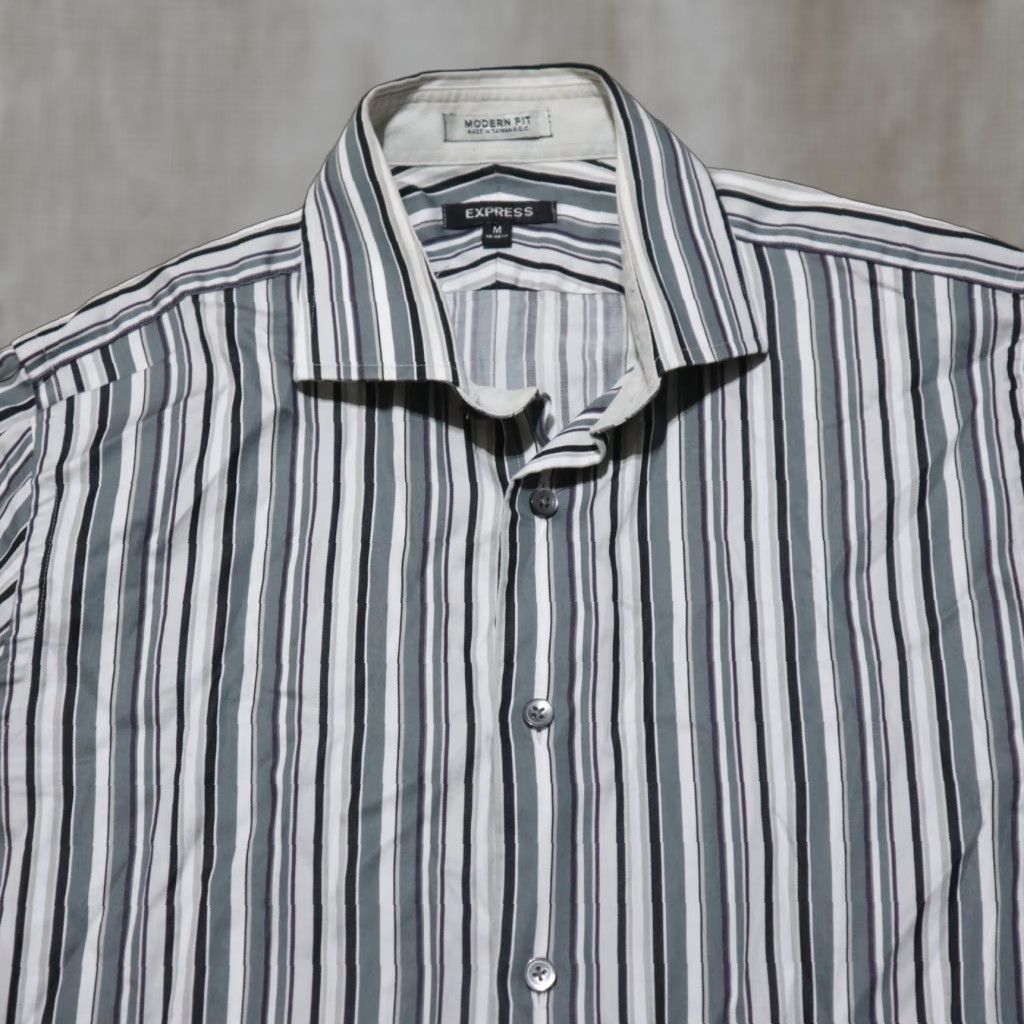 Express Express Shirt Mens Button-Up Long Sleeve Striped 15.5 M Multicolor Modern Fit Size US M / EU 48-50 / 2 - 1 Thumbnail