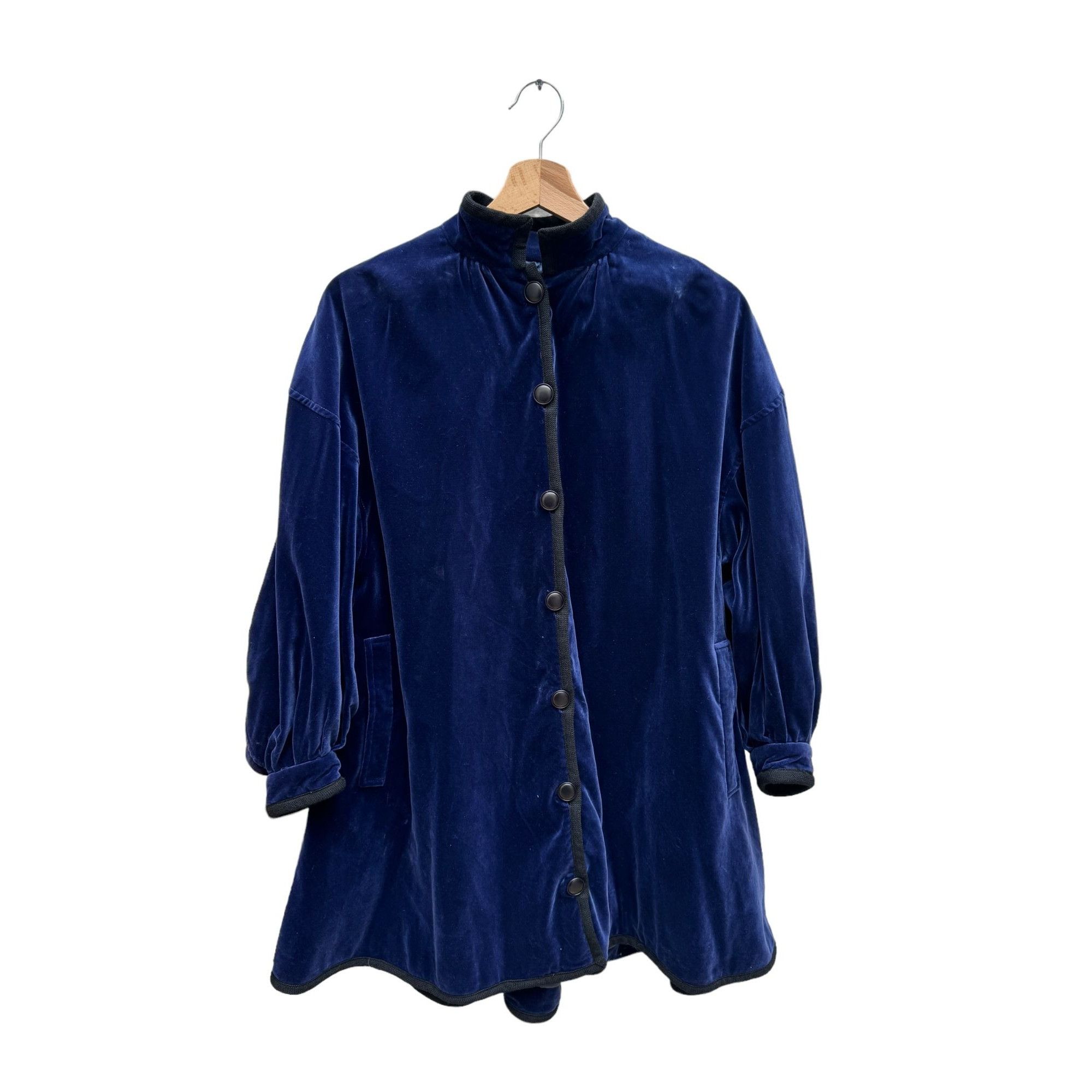 image of YVES Saint Laurent Vintage 1970S Navy Velvet Coat, Women's (Size Medium)