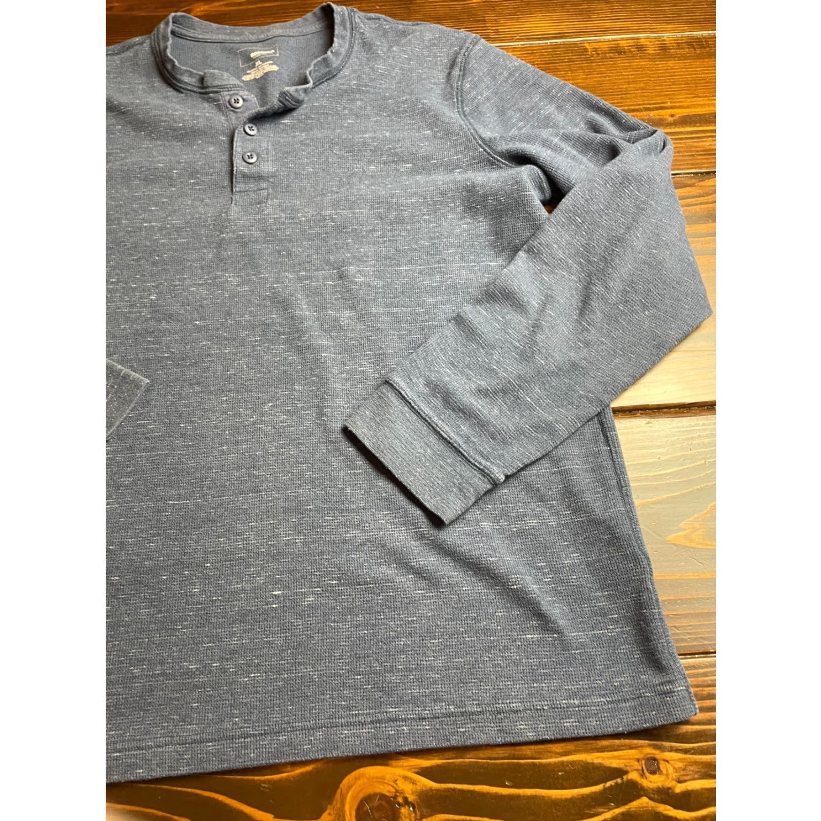 Vintage SONOMA Shirt Men's XL Blue Heather Long Sleeve Henley Micro Waffle Round Button-Up Regular Fall Sports Size US XL / EU 56 / 4 - 4 Thumbnail