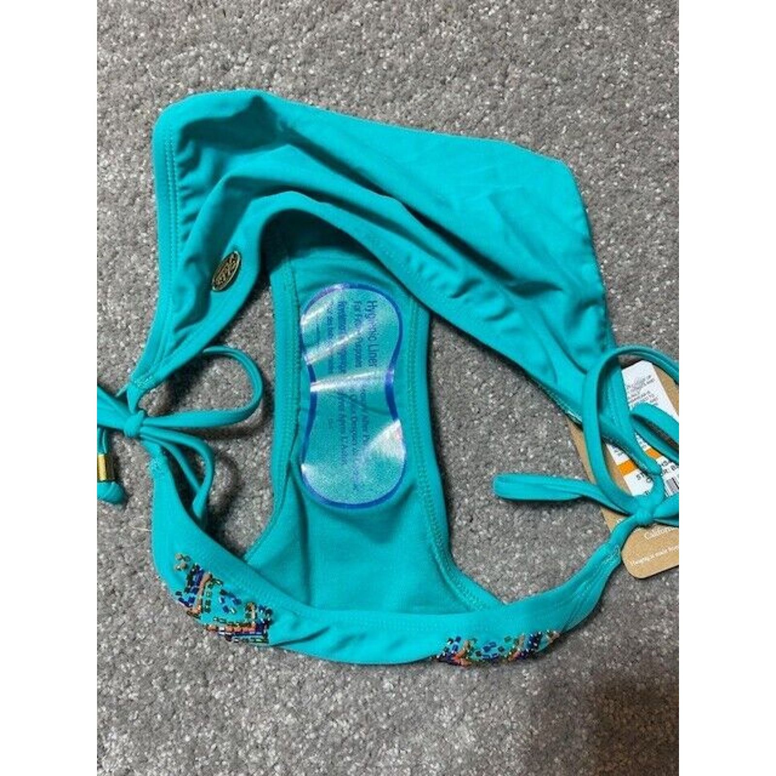 Other Hobie Swim Bikini Bottom Womens S Beaded Tie Side Lined Blue Size S / US 4 / IT 40 - 3 Thumbnail