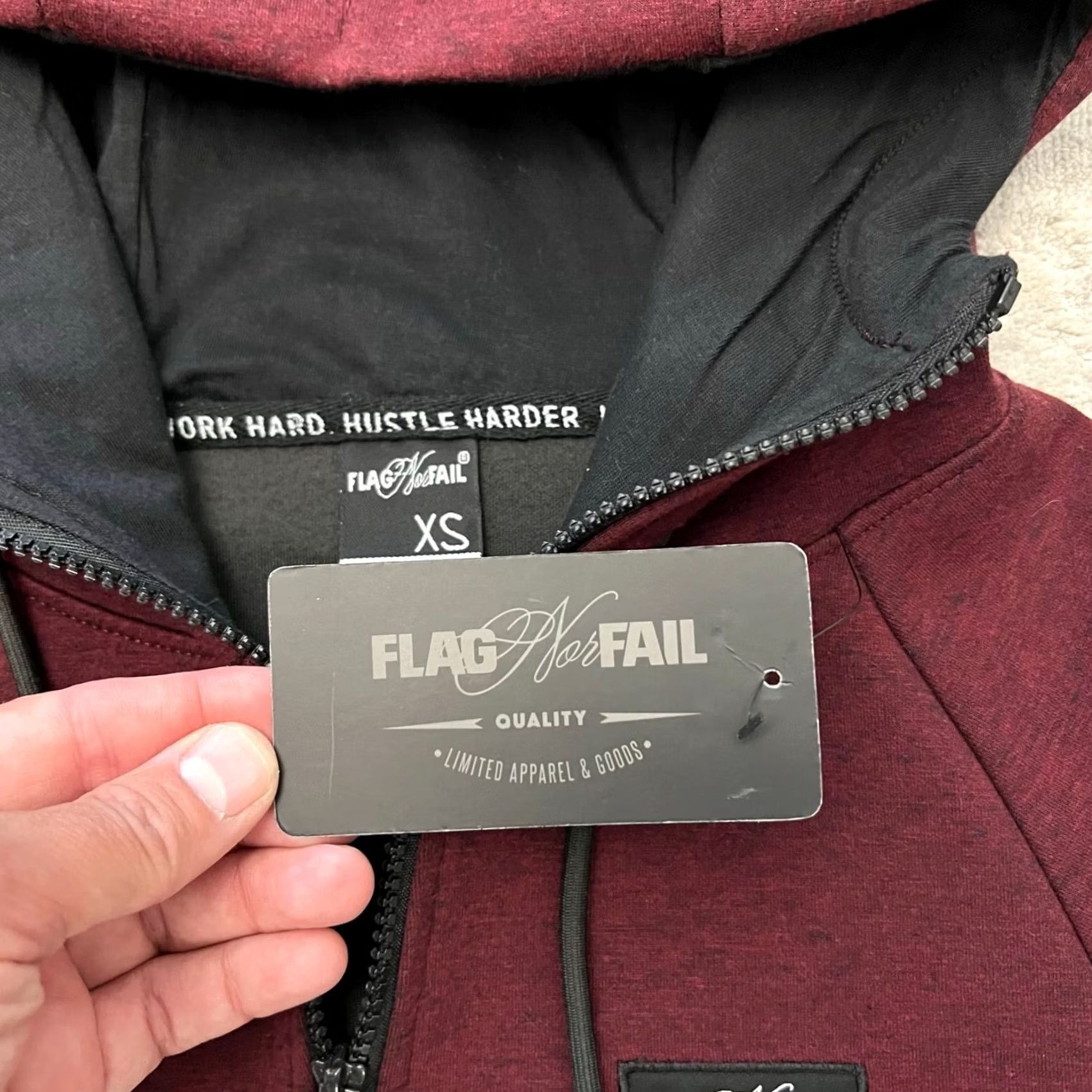 Vintage FLAG NOR FAIL Womens 1/4 Zip Hoodie Red XS Pullover Size XS / US 0-2 / IT 36-38 - 6 Thumbnail