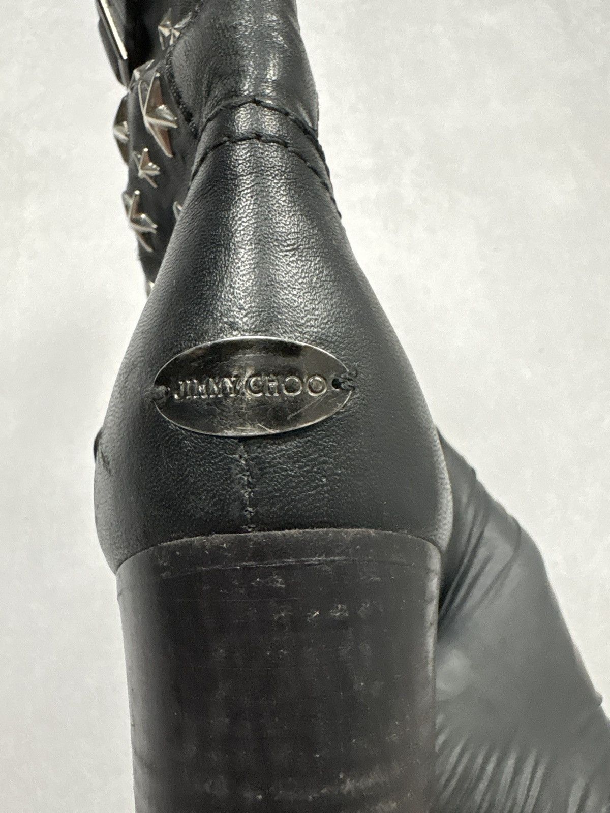 Jimmy Choo Jimmy Choo Star Stud Leather Ankle Boots Buckle Heels Black Size US 10 / IT 40 - 13 Thumbnail