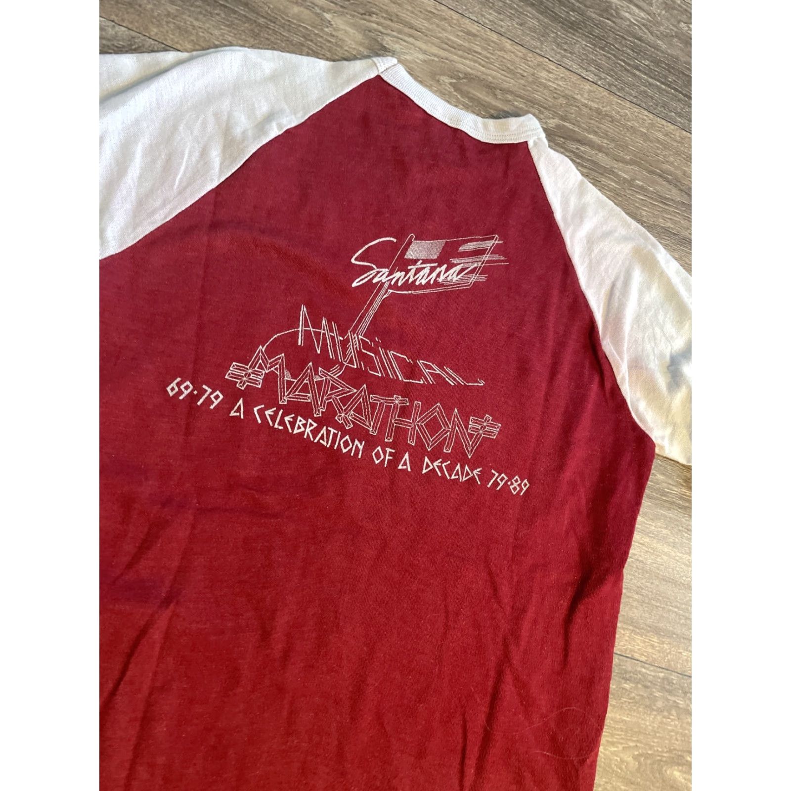 Vintage VINTAGE Santana 1989 Musical Marathon Classic Rock Raglan T-Shirt L Red Unisex Adults Mens Womens (adjusted to fit) Size US L / EU 52-54 / 3 - 3 Thumbnail
