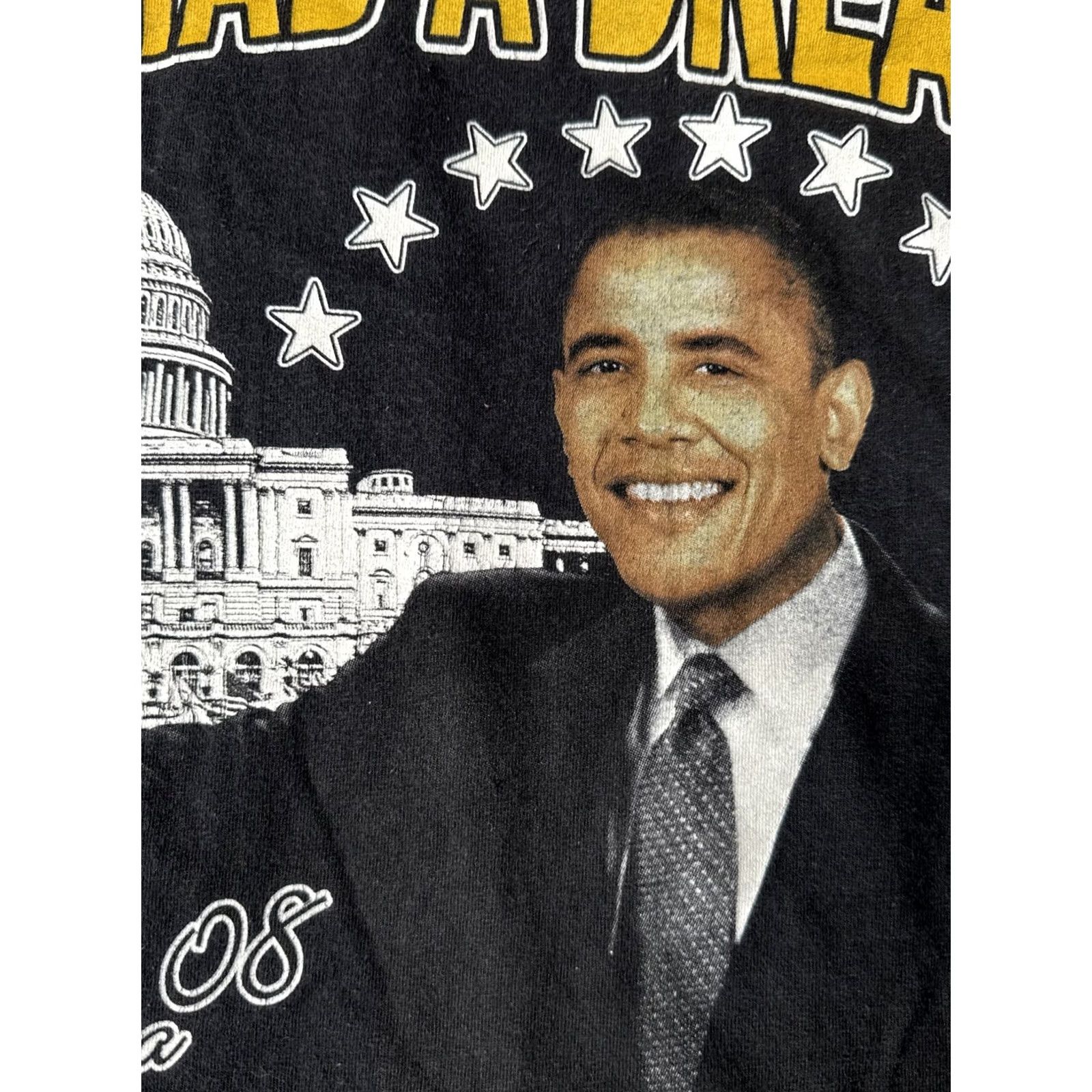 Vintage VINTAGE Obama Election We Had A Dream T-Shirt Large Crew Neck Short Sleeve Black Cotton Knit Logo Graphic Print Men L USA 90s Size US L / EU 52-54 / 3 - 7 Thumbnail