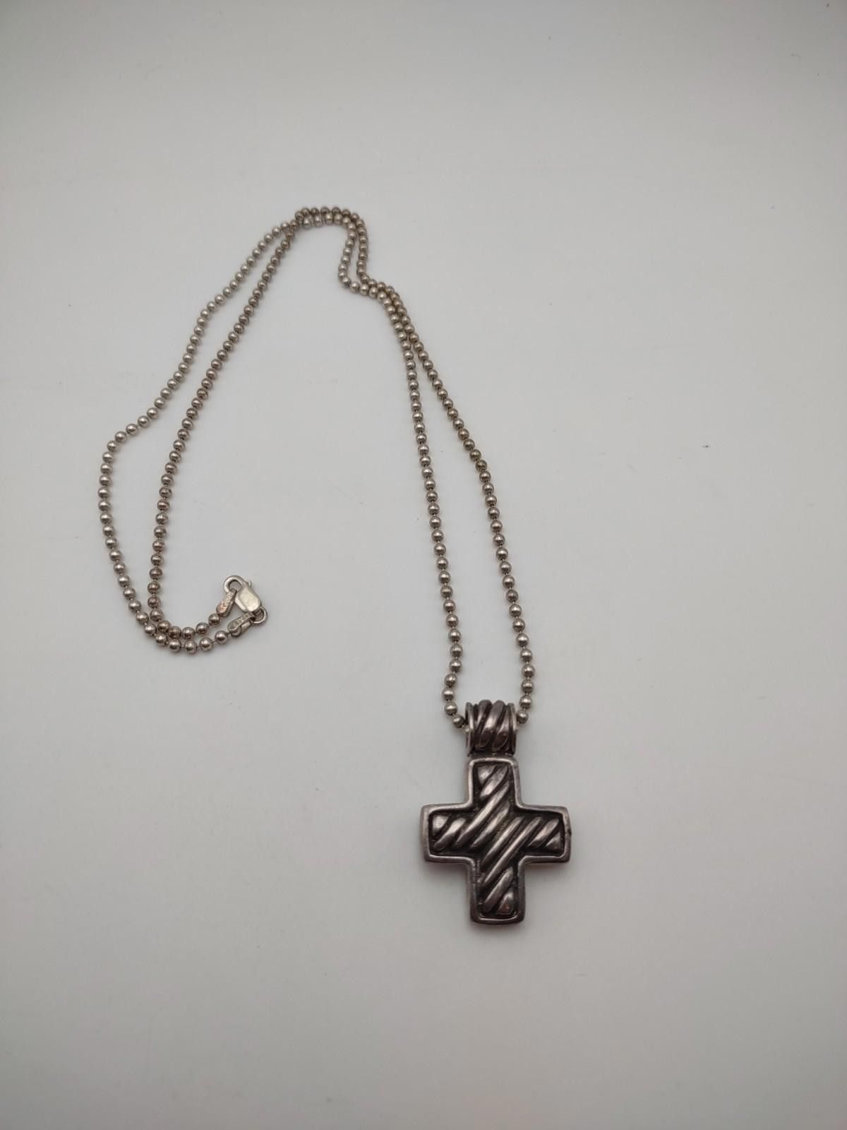 The Unbranded Brand Sterling Silver Men's Cross Necklace 24” Italy 925 Size ONE SIZE - 1 Thumbnail