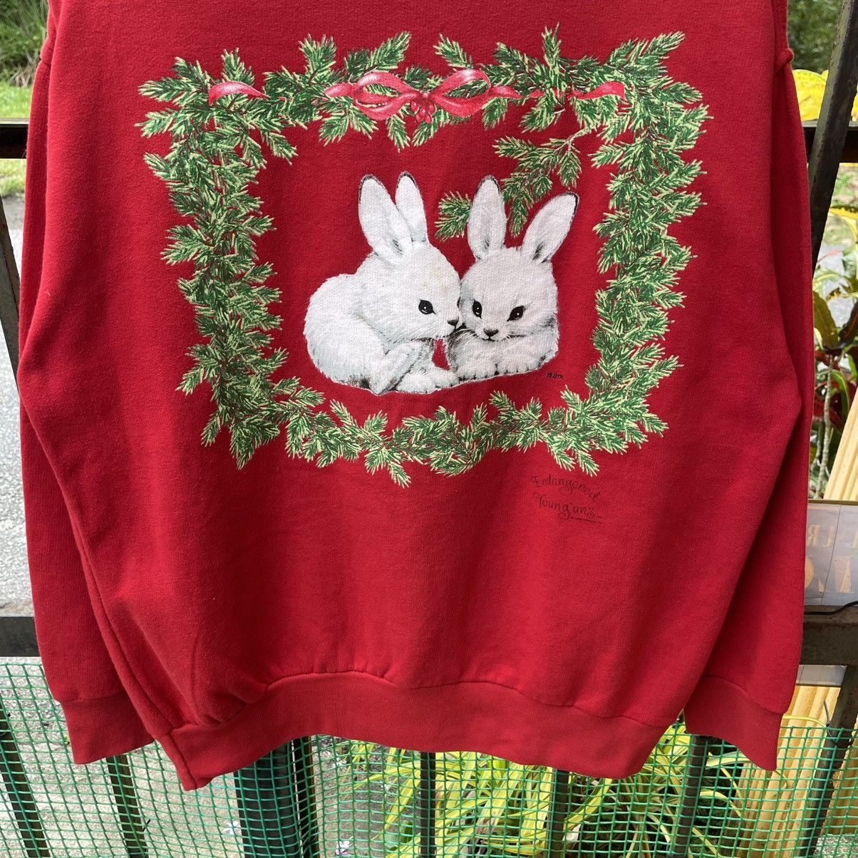 Vintage 🔥Vintage 90s Endagered Young’Uns Big Rabbit Sweatshirts Size US L / EU 52-54 / 3 - 5 Thumbnail