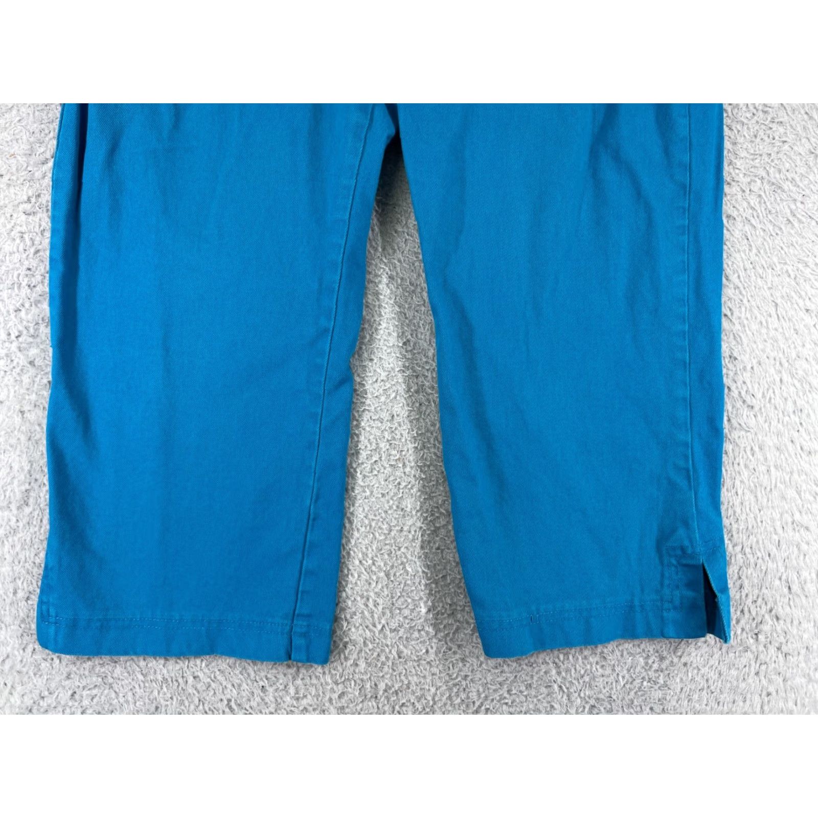 Vintage Monroe and Main Pants 12 Blue 100% Cotton Twill Capri Wide-Leg Relaxed Floral Crop Pockets Stretch American Designer Womens Size 34" / US 12 / IT 48 - 6 Thumbnail