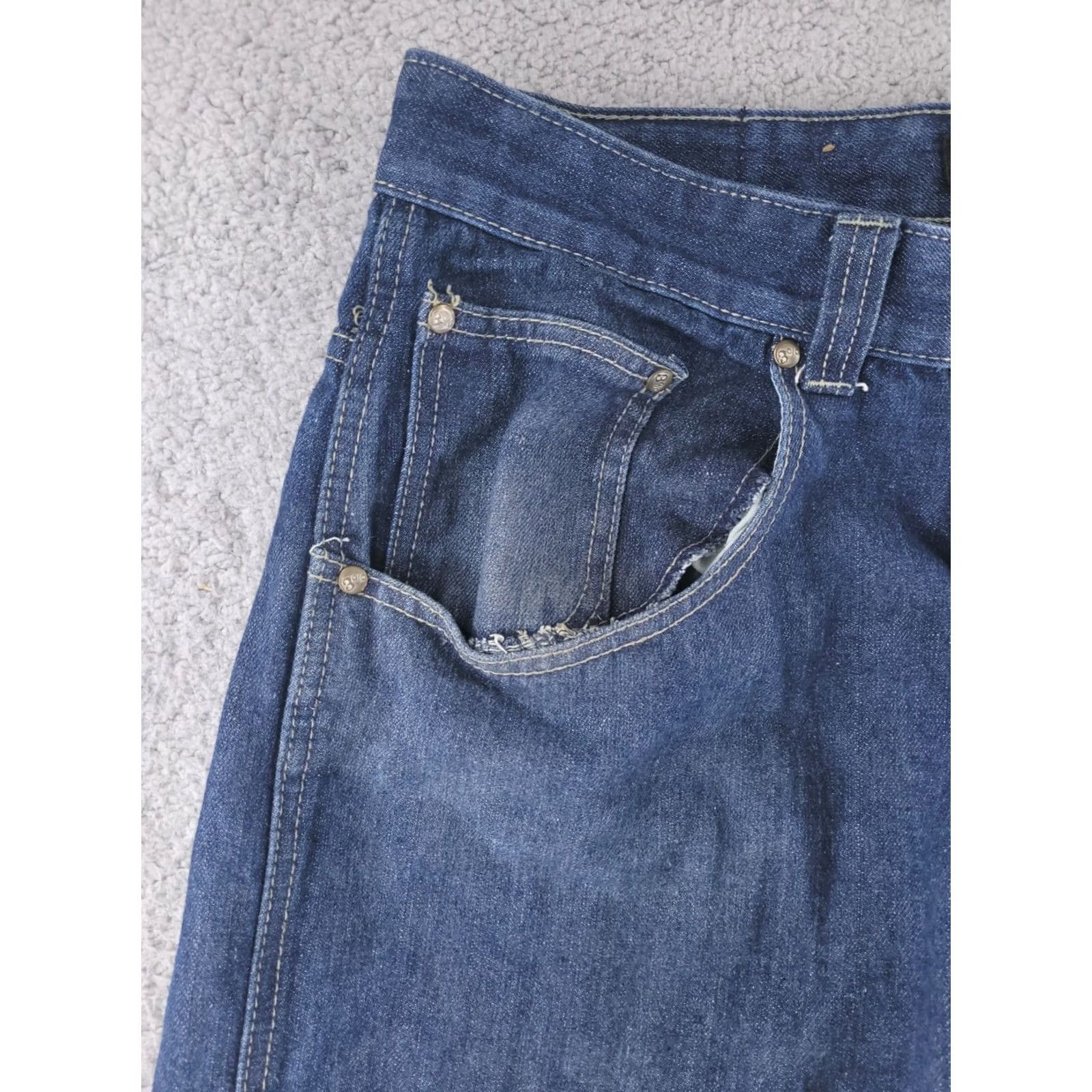 Denime 3% Jeans Mens 36x32 Blue Denim Dark Straight Fit Mens Jeans Regular 36 Blue Straight 90s Size US 36 / EU 52 - 3 Thumbnail