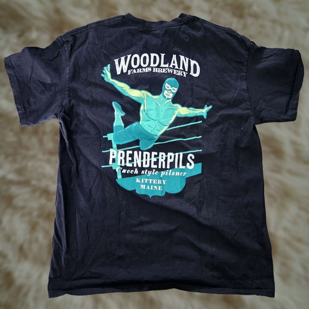 Vintage Woodland Farms Kittery Main T Shirt Tee Mens XL Double-Sided Luchador Graphic Black Cotton Short Sleeve Crew Neck Be er Theme" Size US XL / EU 56 / 4 - 1 Thumbnail