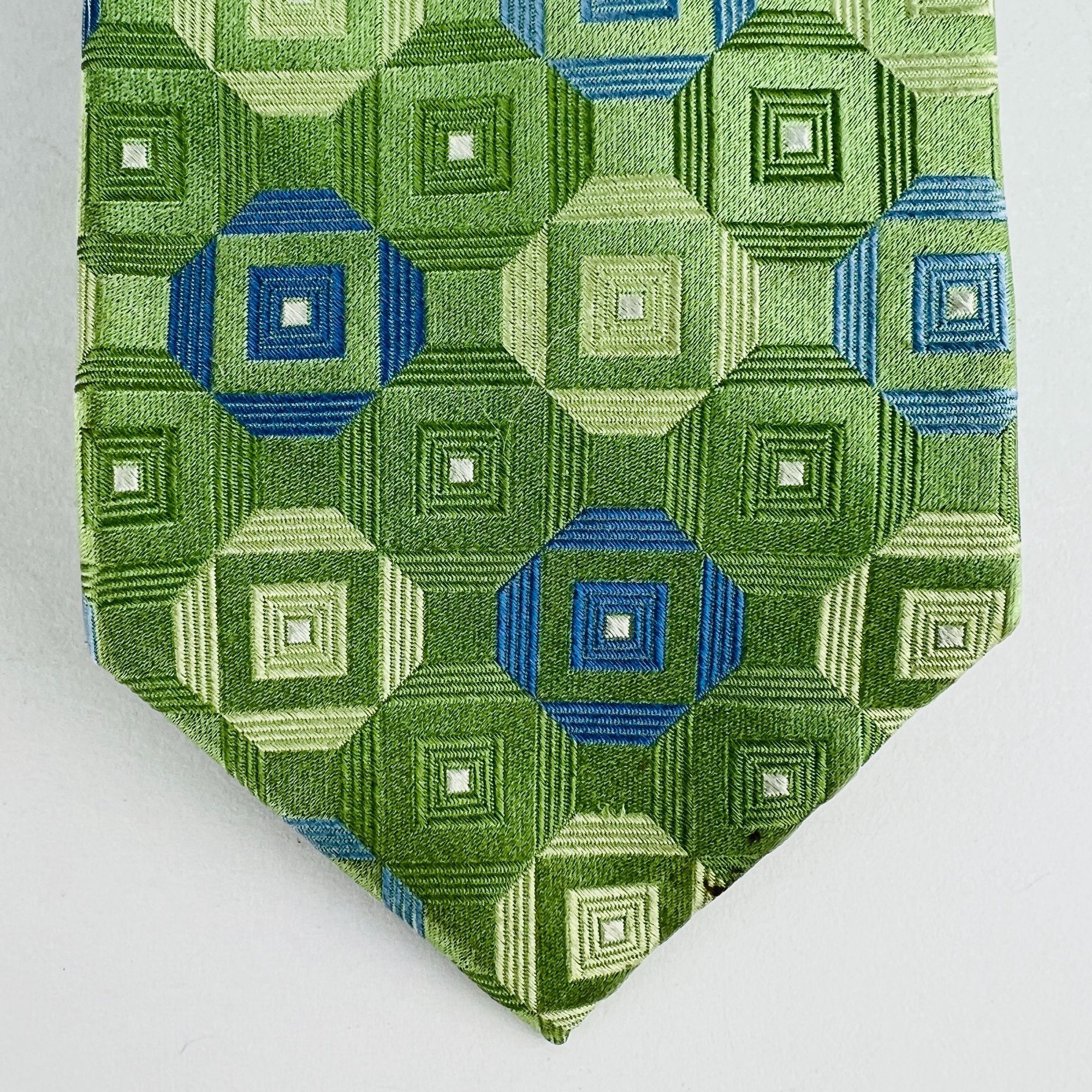 Michael Kors Michael Kors Green Geometric 100% Silk Necktie Tie Size ONE SIZE - 3 Thumbnail