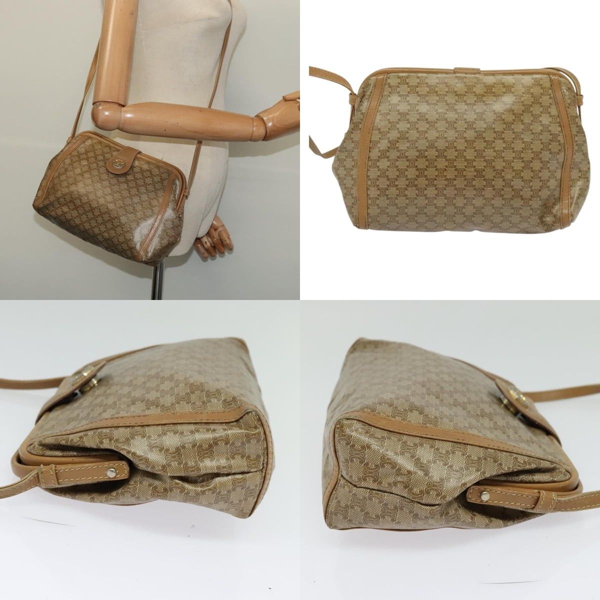 Celine CELINE Macadam Canvas Shoulder Bag Pvc Beige Gold Size ONE SIZE - 11 Thumbnail