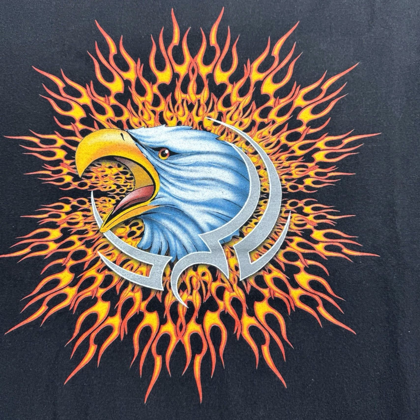 Vintage VINTAGE Alstyle Apparel & Activewear Biker Eagle Flames Long Sleeve Shirt Mens L Black 90s Y2K Graphic Print Crew Neck Band Vintage Biker Rally Punk Size US L / EU 52-54 / 3 - 2 Thumbnail