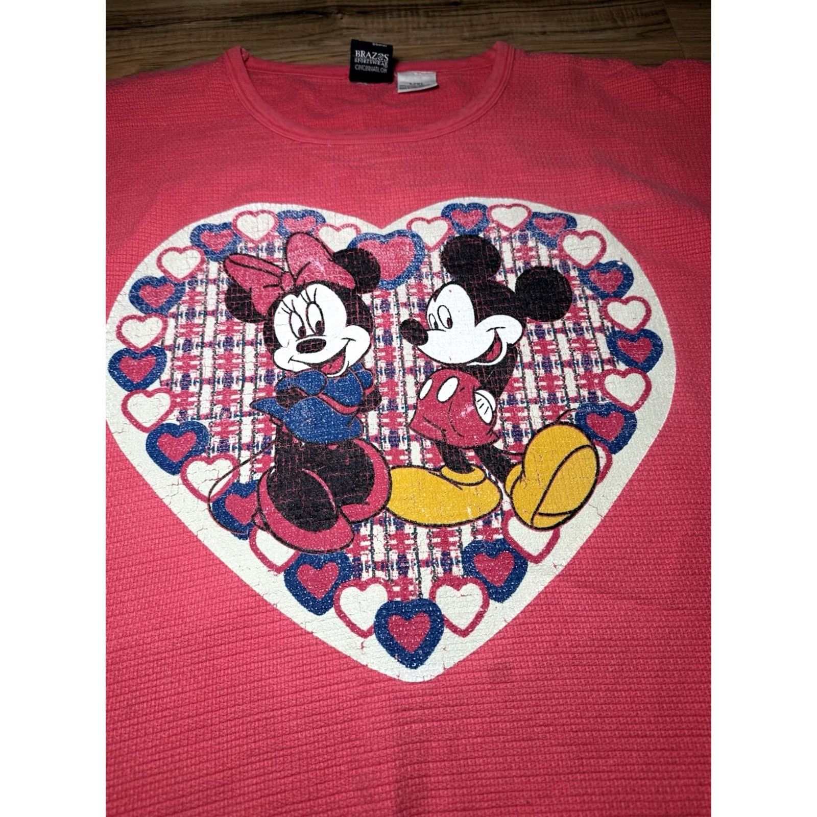 Pinko VINTAGE Pink 90s Mickey And Minnie Mouse Heart Crop Sweatshirt L/XL Pullover Women Girls Mens Size XL / US 12-14 / IT 48-50 - 2 Thumbnail