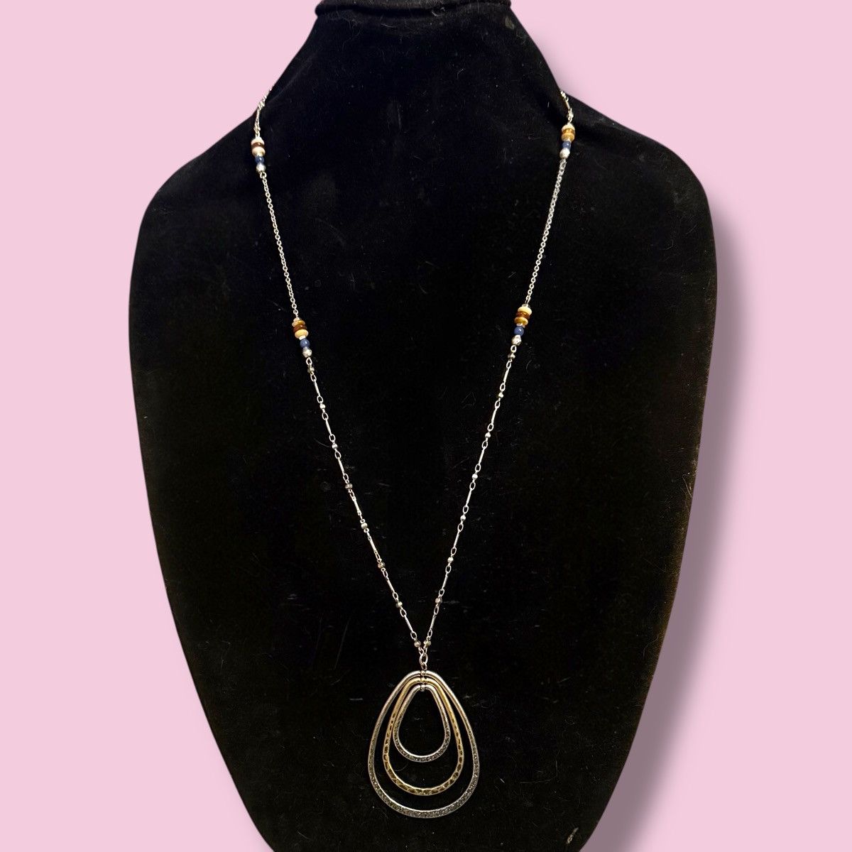 Other Long silver tone layered teardrop pendant necklace Size ONE SIZE - 1 Thumbnail