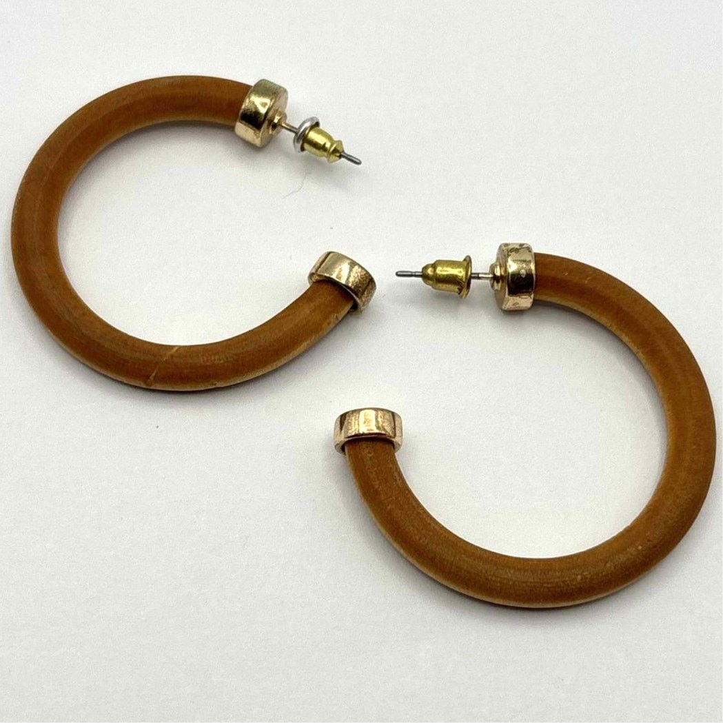 Other Gold & Brown Wood Earrings Size ONE SIZE - 2 Thumbnail