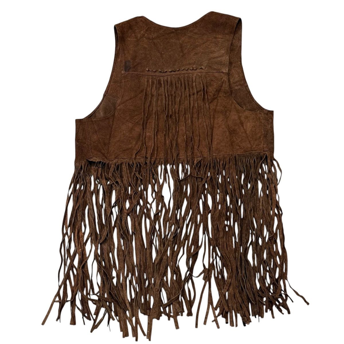 Schott Vintage Cowboy Style Fringes Brown Leather Vest Jacket Size US S / EU 44-46 / 1 - 8 Thumbnail