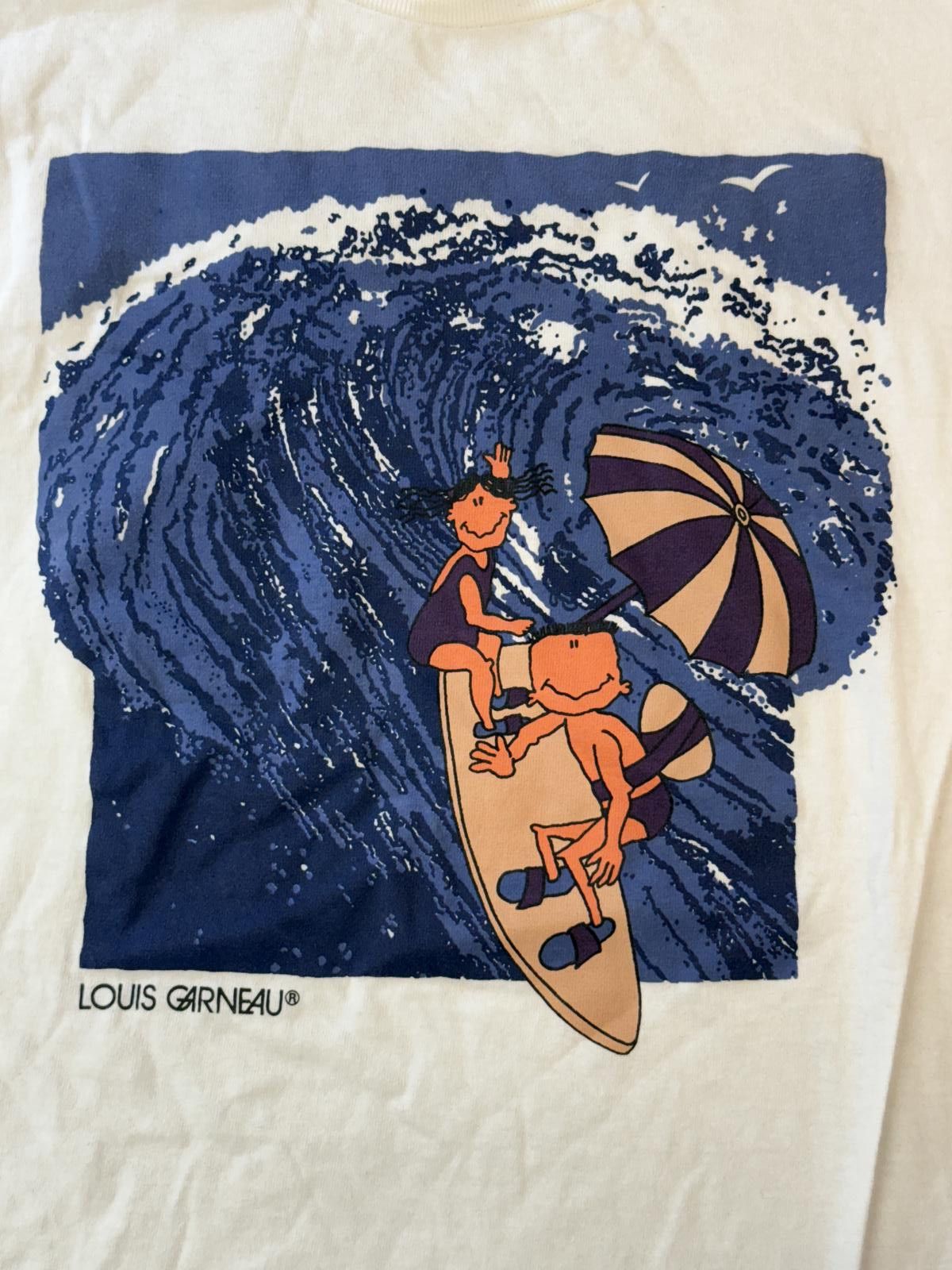 Designer VTG Tandem Surfing T-shirt Louis Garneau Art Tee Jr L Size US XXS / EU 40 - 3 Thumbnail